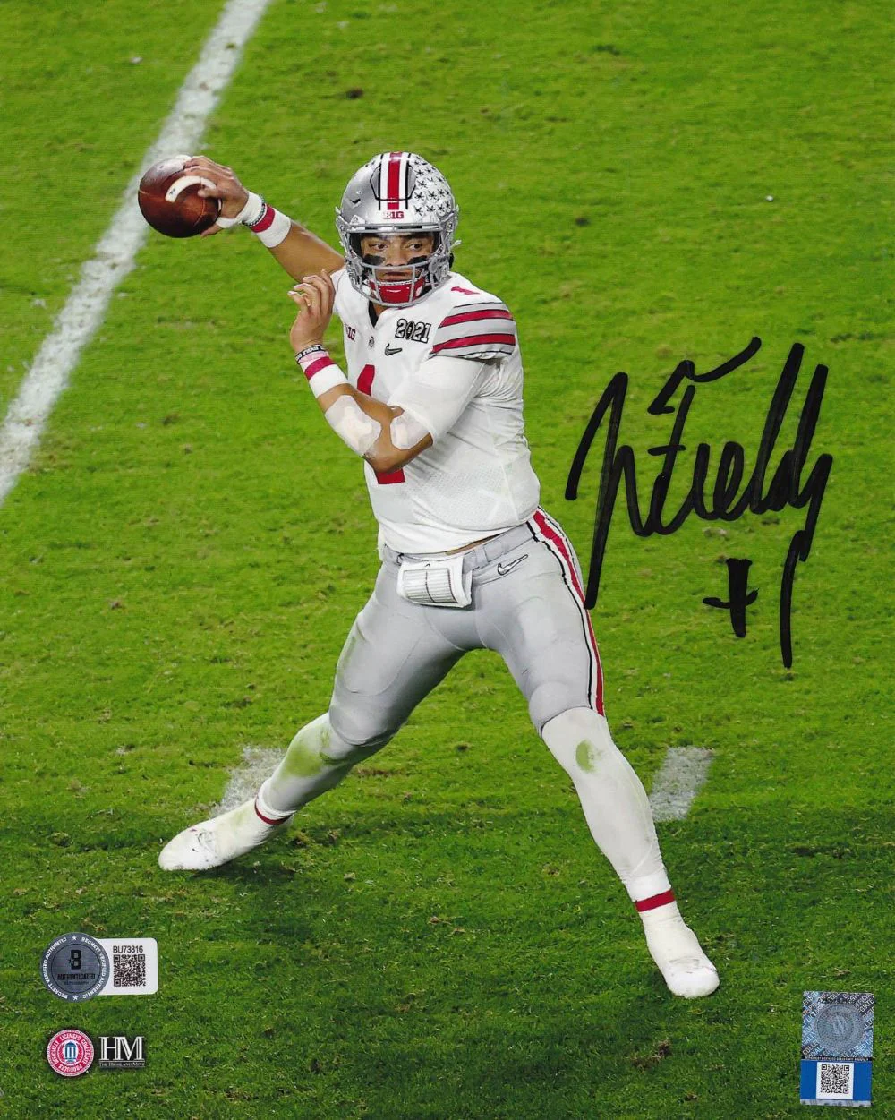 Justin Fields Signed 8x10 Ohio State Buckeyes Photo BAS