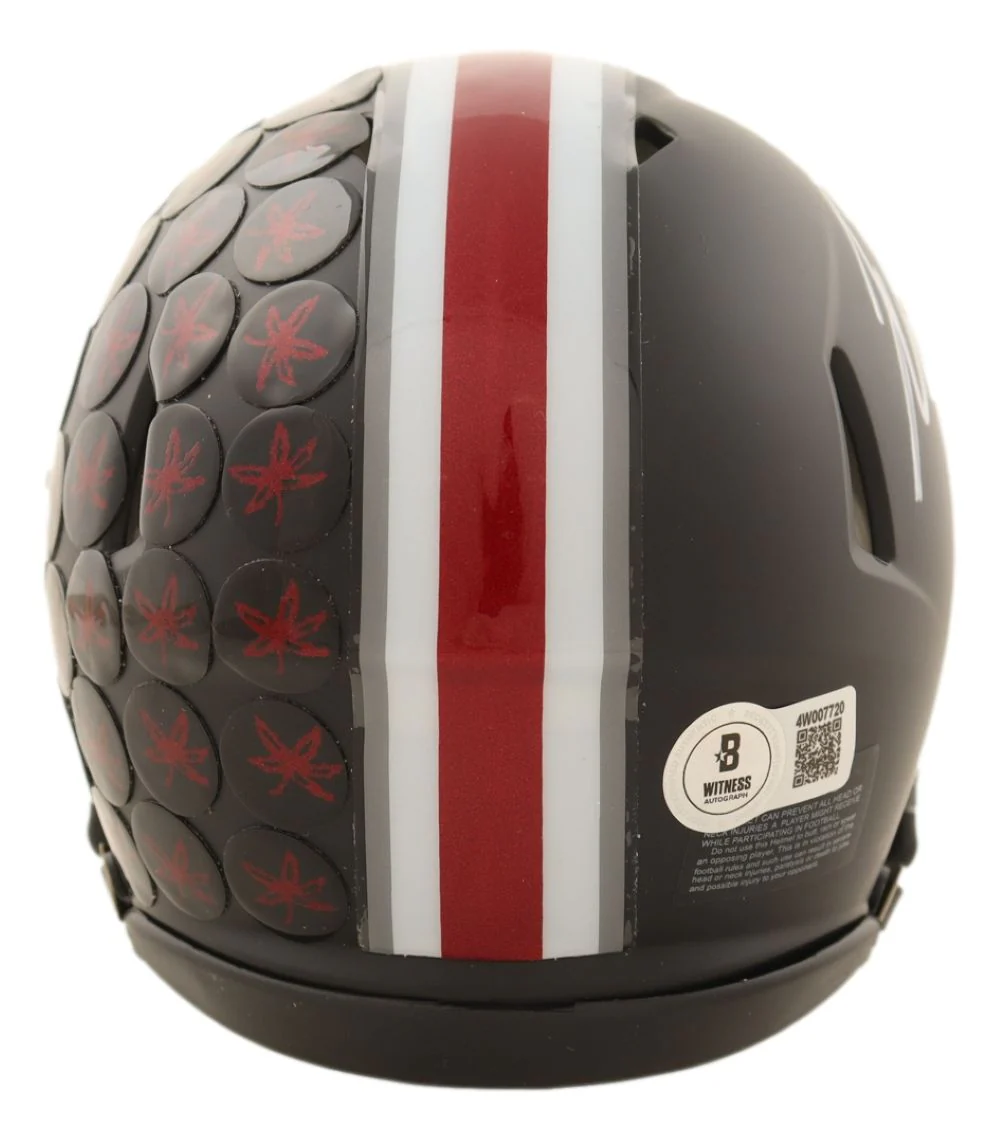 Justin Fields Signed Ohio State Alternate Black Mini Speed Helmet BAS - Image 2
