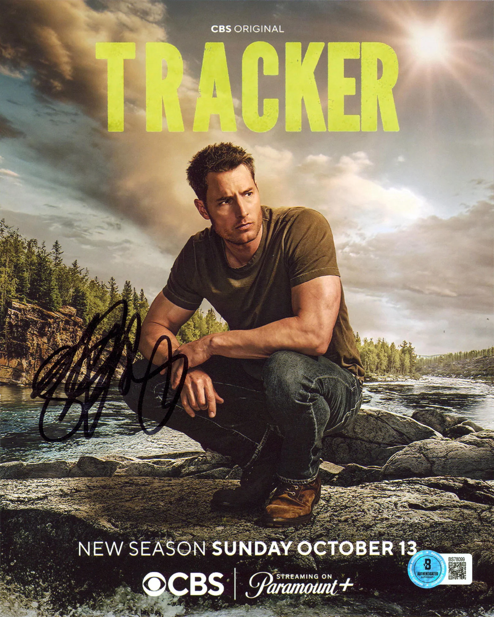 Justin Hartley Tracker Authentic Signed 8x10 Vertical Photo BAS #BS78099 - Image 2