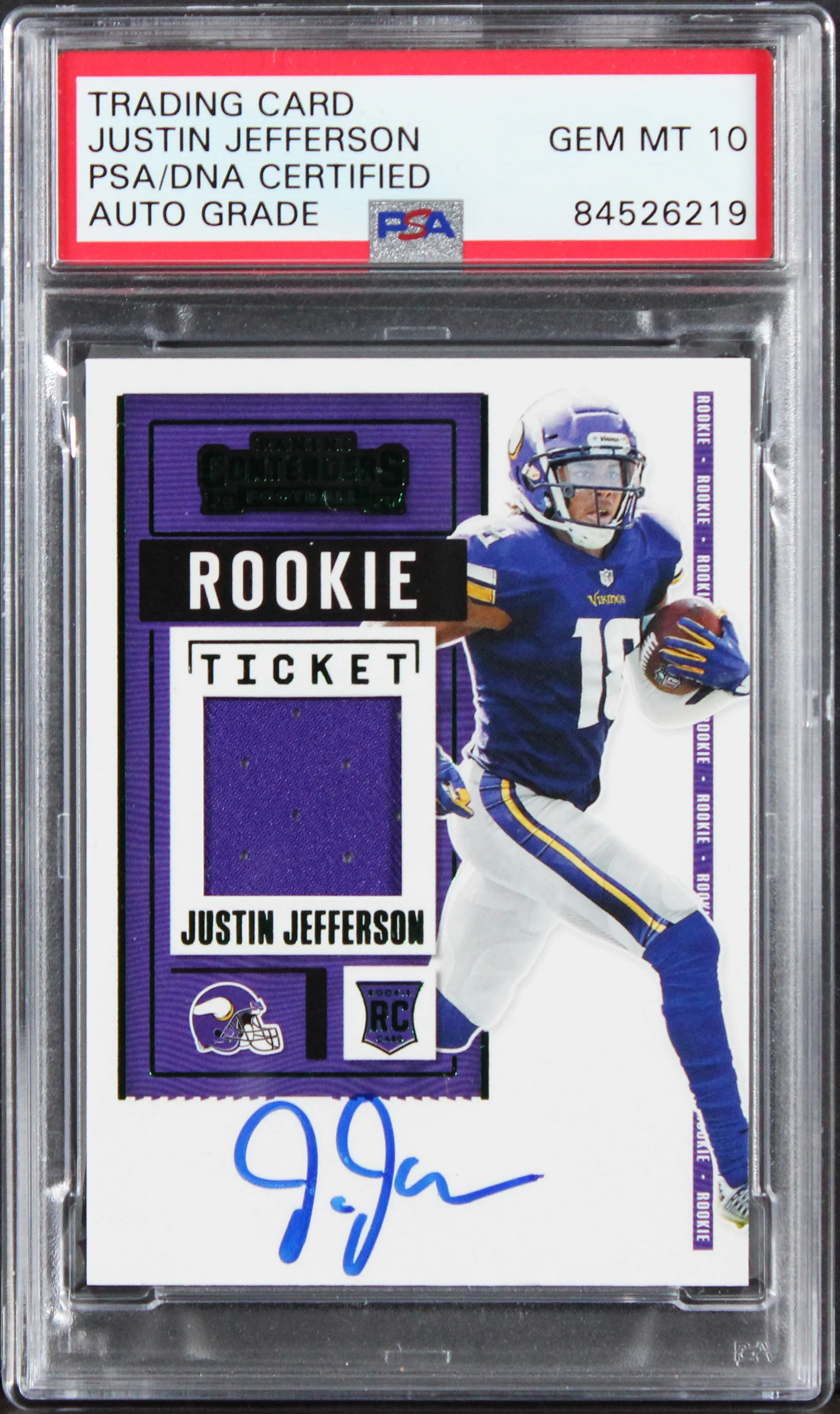Justin Jefferson Signed 2020 Panini Contend #RSV-JJE RC Card Auto 10! PSA Slab - Image 2