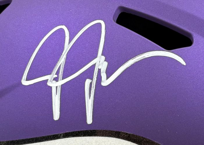 Justin Jefferson Signed Minnesota Vikings FS Replica Speed Helmet BAS w/ Case - Image 2
