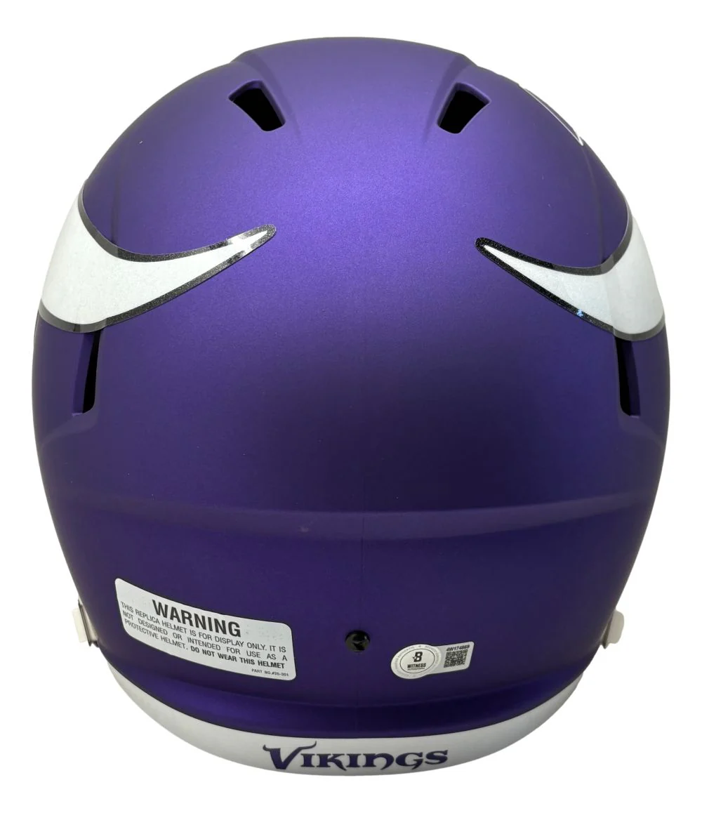Justin Jefferson Signed Minnesota Vikings FS Replica Speed Helmet BAS w/ Case - Image 3