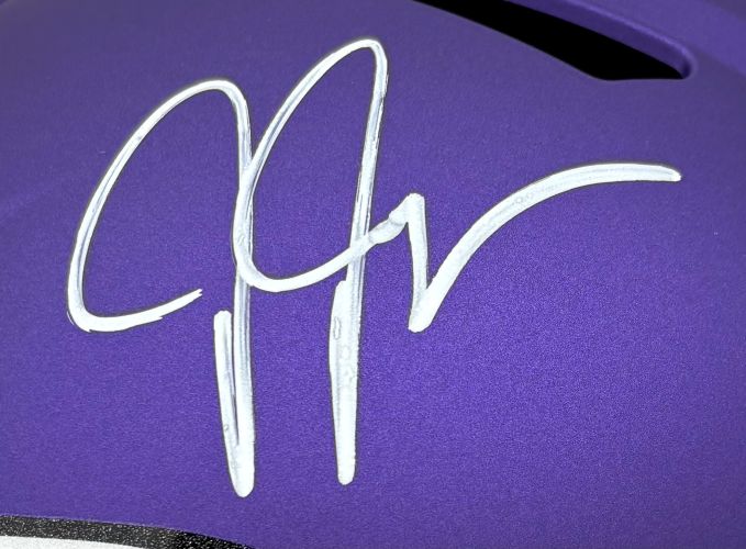 Justin Jefferson Signed Minnesota Vikings Full Size Replica Speed Helmet BAS - Image 2