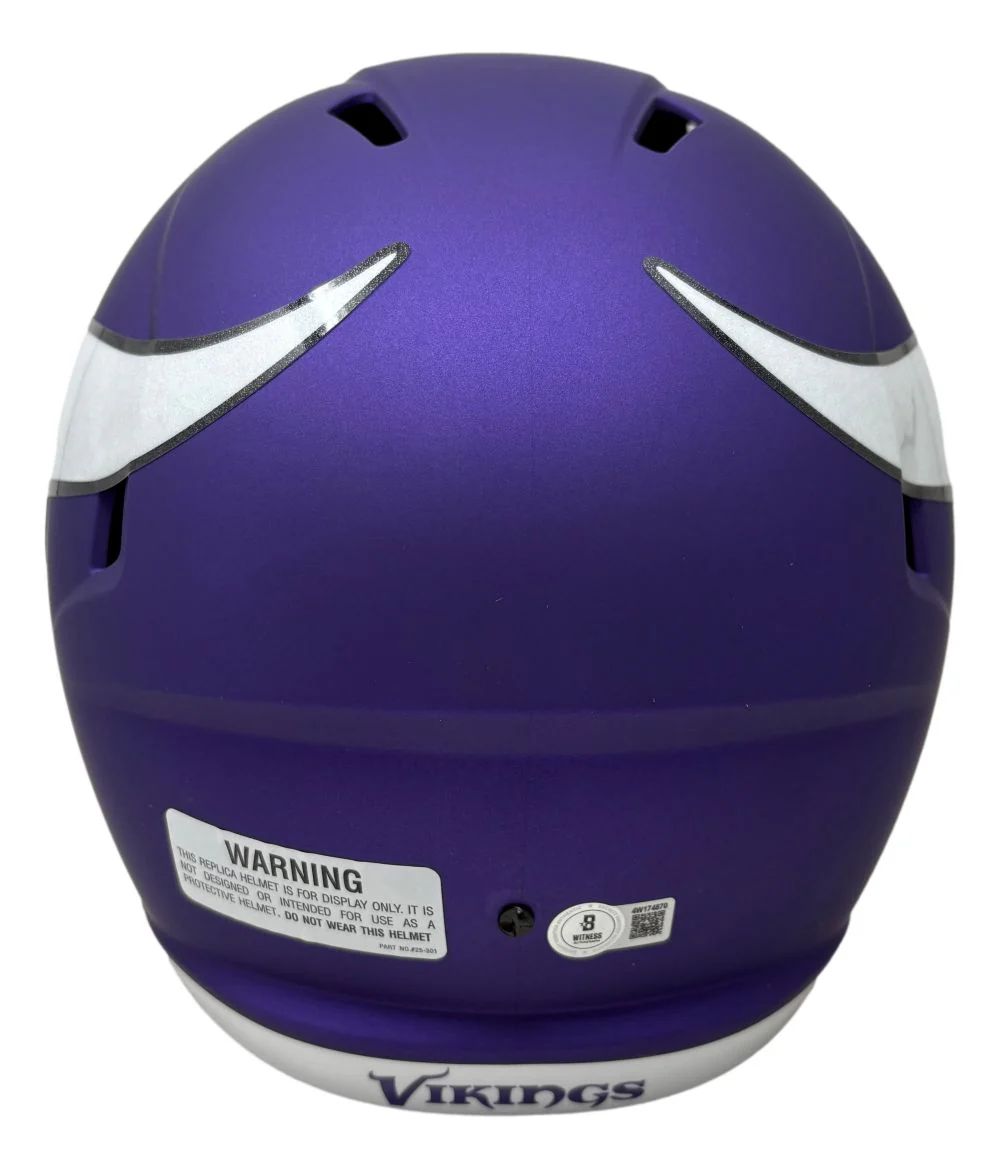 Justin Jefferson Signed Minnesota Vikings Full Size Replica Speed Helmet BAS - Image 3