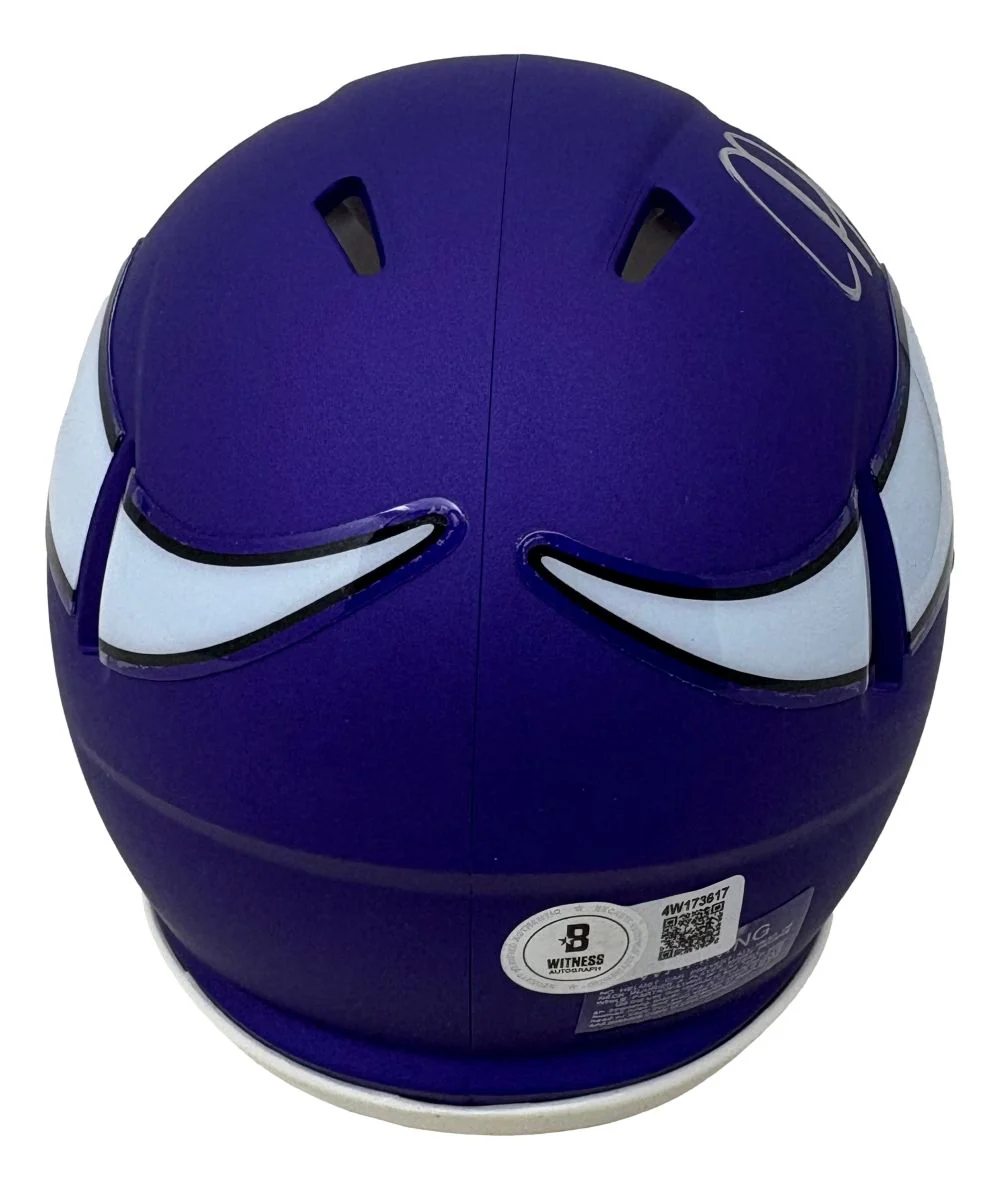 Justin Jefferson Signed Minnesota Vikings Mini Speed Helmet BAS - Image 2
