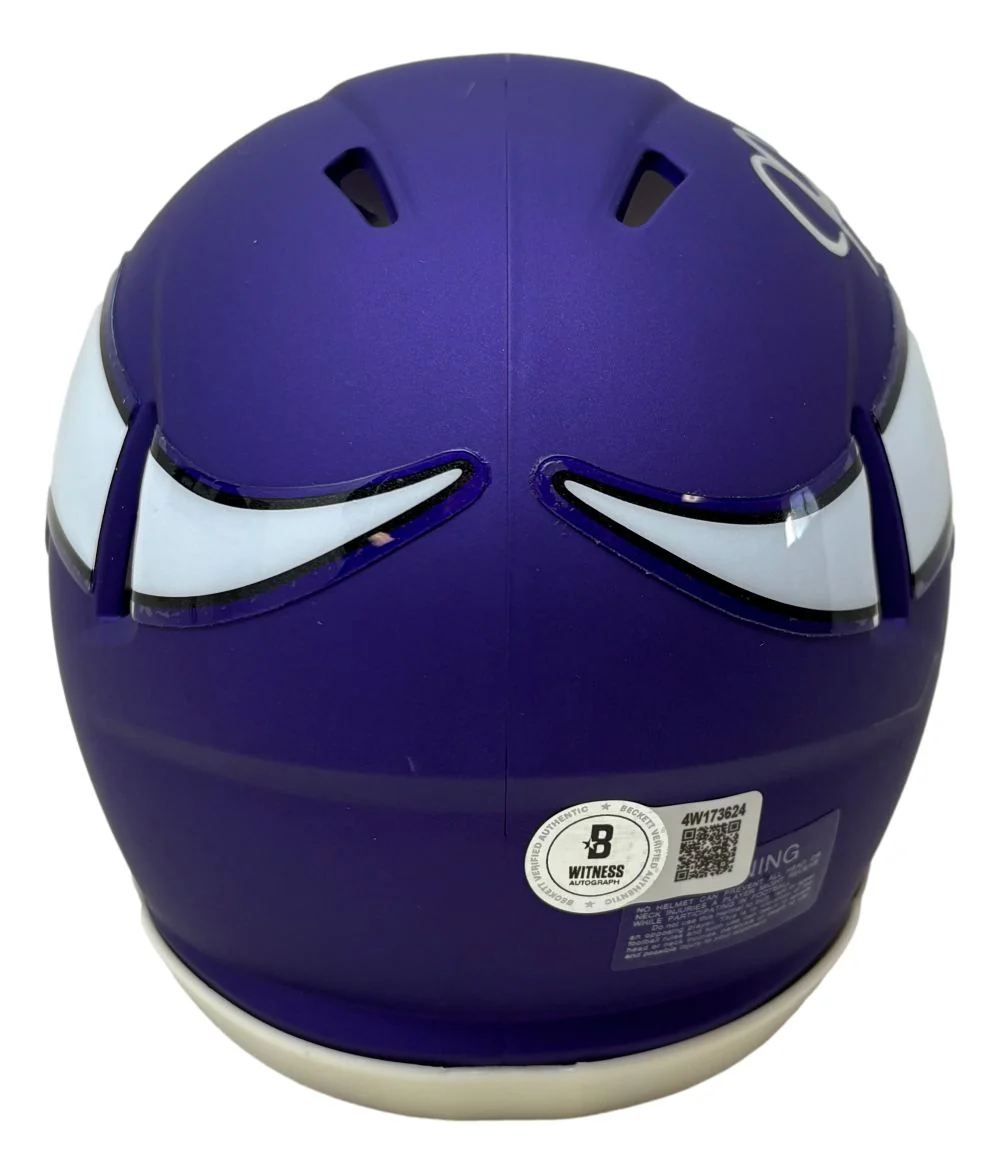 Justin Jefferson Signed Minnesota Vikings Mini Speed Helmet BAS w/ Case - Image 2