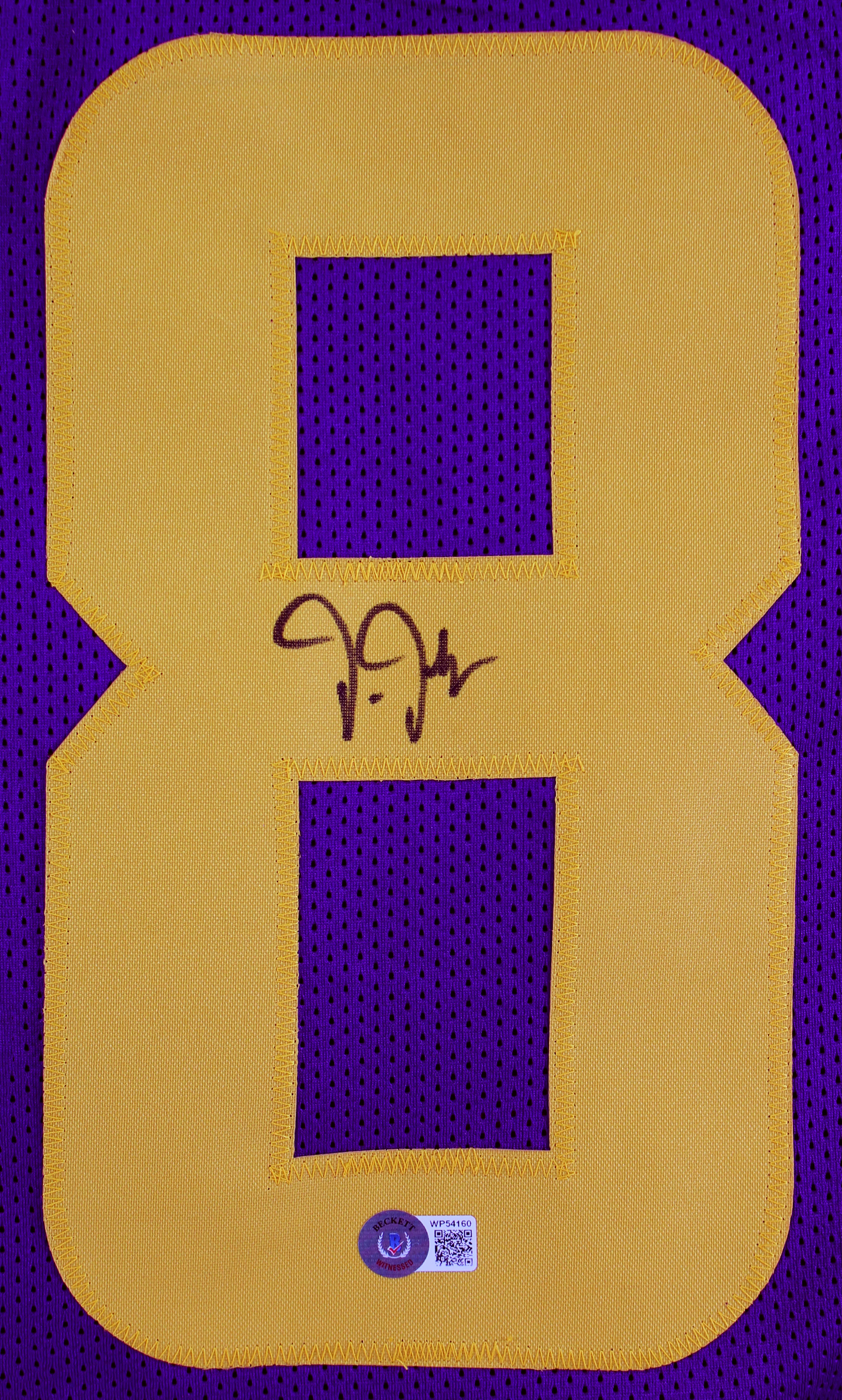 Justin Jefferson Signed Purple Color Rush Pro Style Jersey w/ Yellow # BAS Wit - Image 3