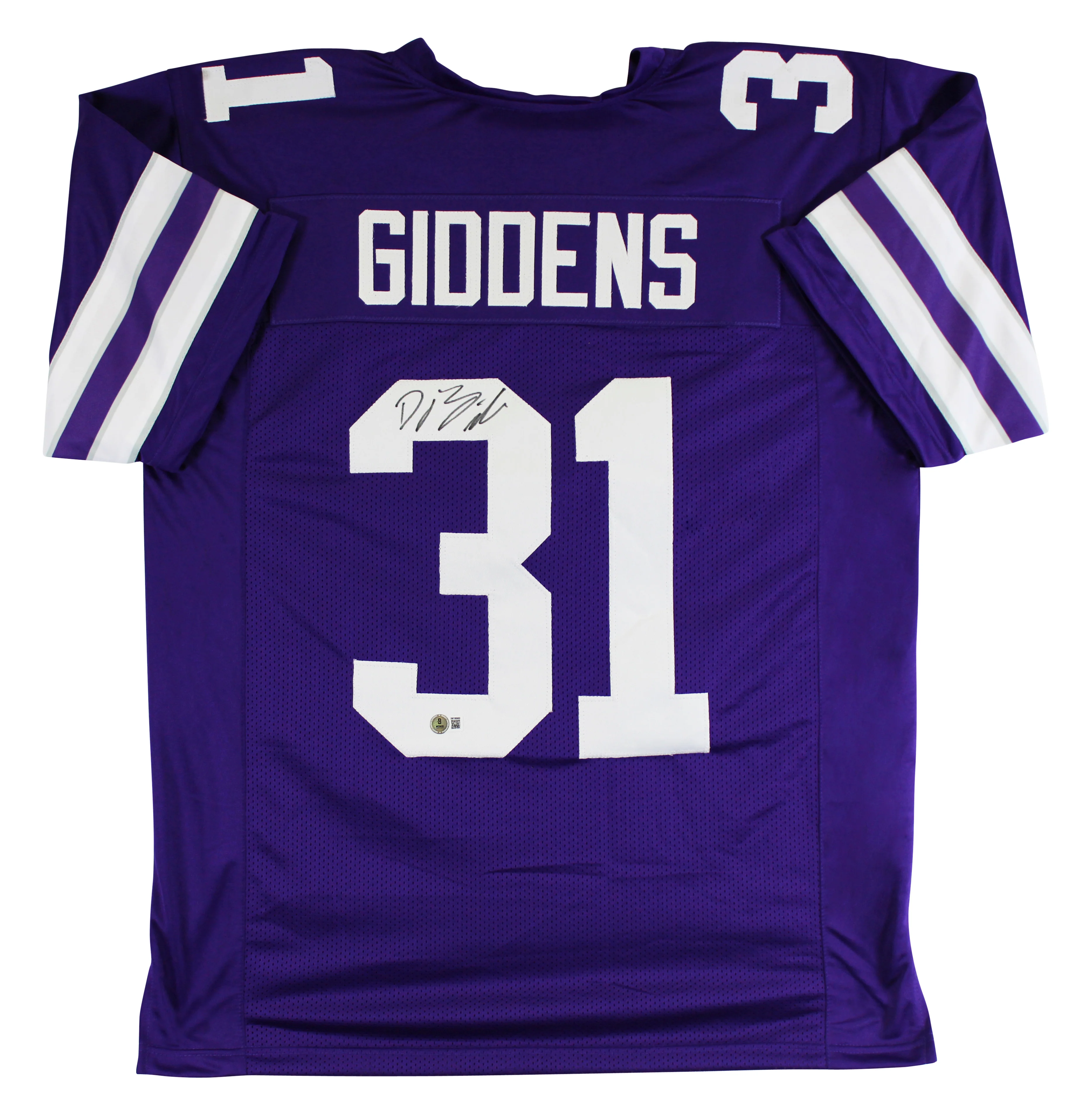 Kansas State D.J. Giddens Authentic Signed Purple Pro Style Jersey BAS Witnessed - Image 2
