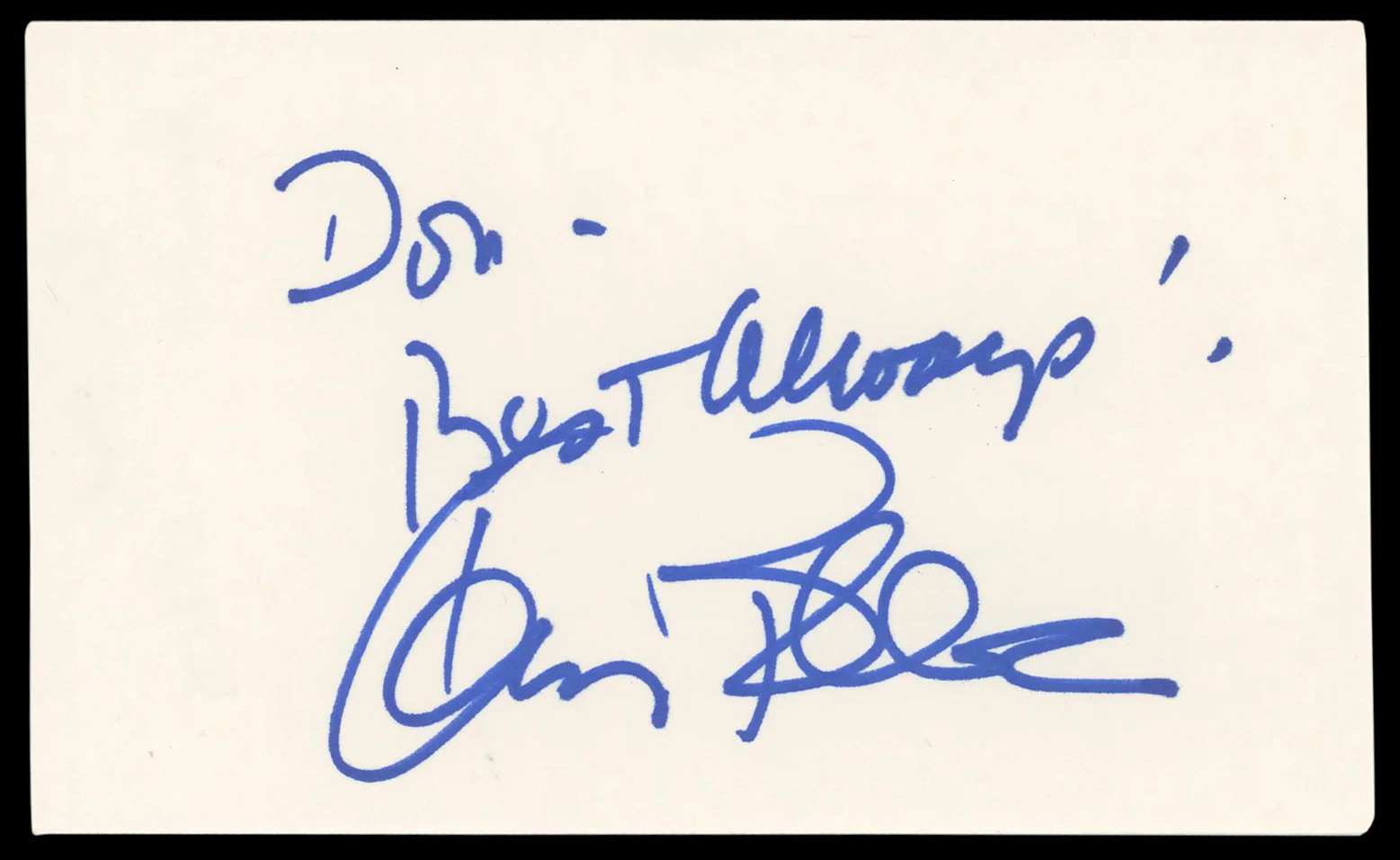 Karen Black The Great Gatsby "Best Wishes" Signed 3x5 Index Card BAS #AD70412