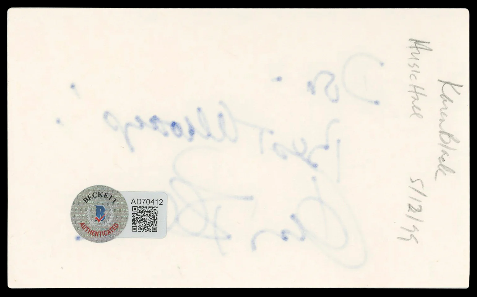 Karen Black The Great Gatsby "Best Wishes" Signed 3x5 Index Card BAS #AD70412 - Image 3