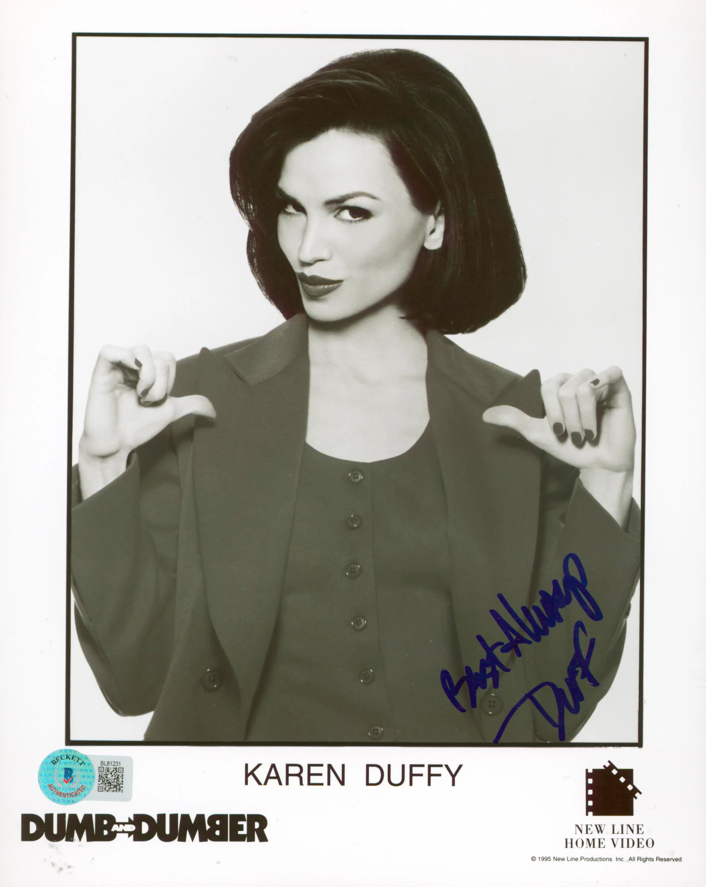 Karen Duffy Dumb and Dumber "Best Always" Signed 8x10 Photo BAS #BL81231 - Image 2