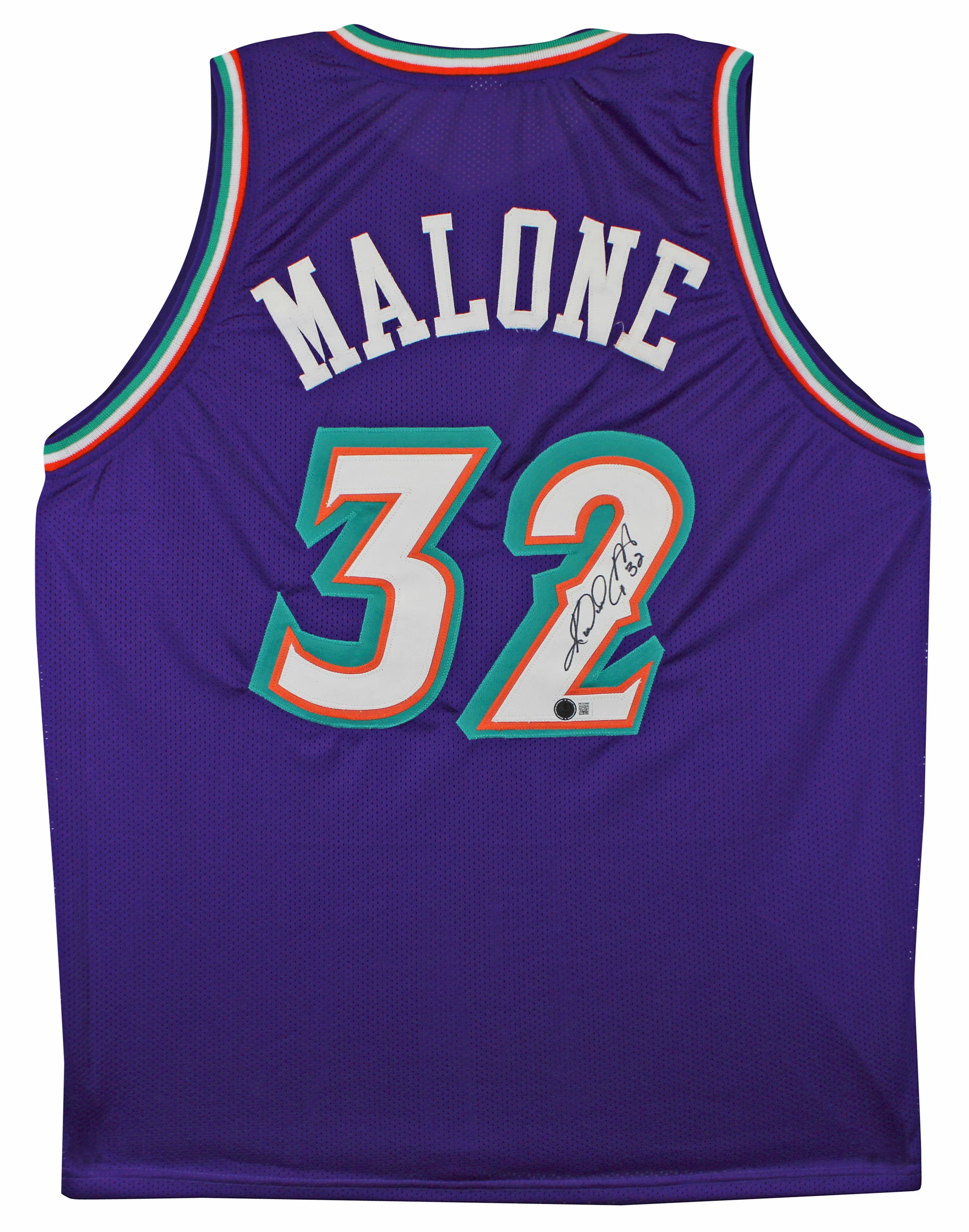 Karl Malone Authentic Signed Purple Pro Style Jersey Autographed BAS Witnessed - Image 2