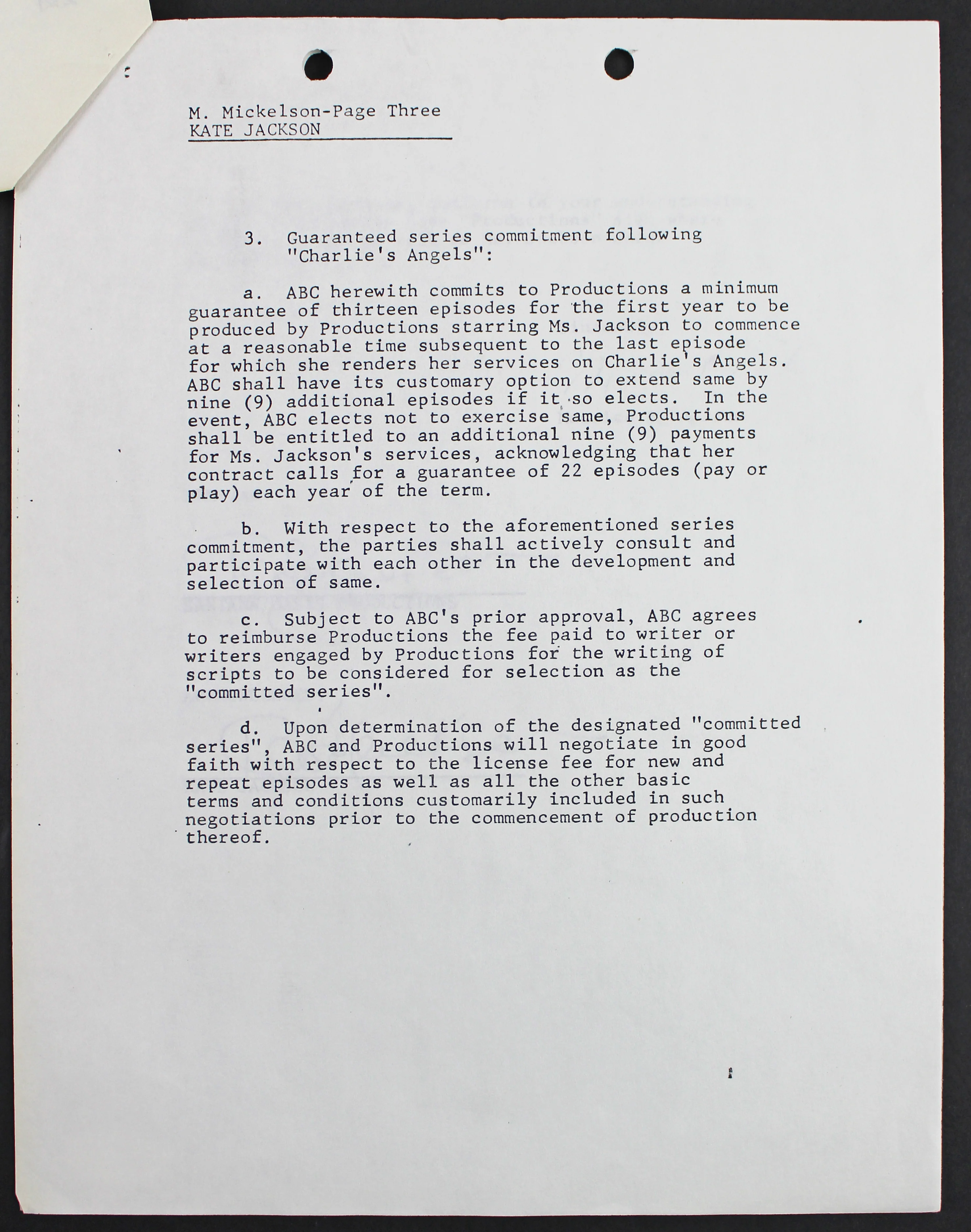Kate Jackson Charlie's Angels 2x Signed April 28, 1978 4 Page Contract PSA - Image 5