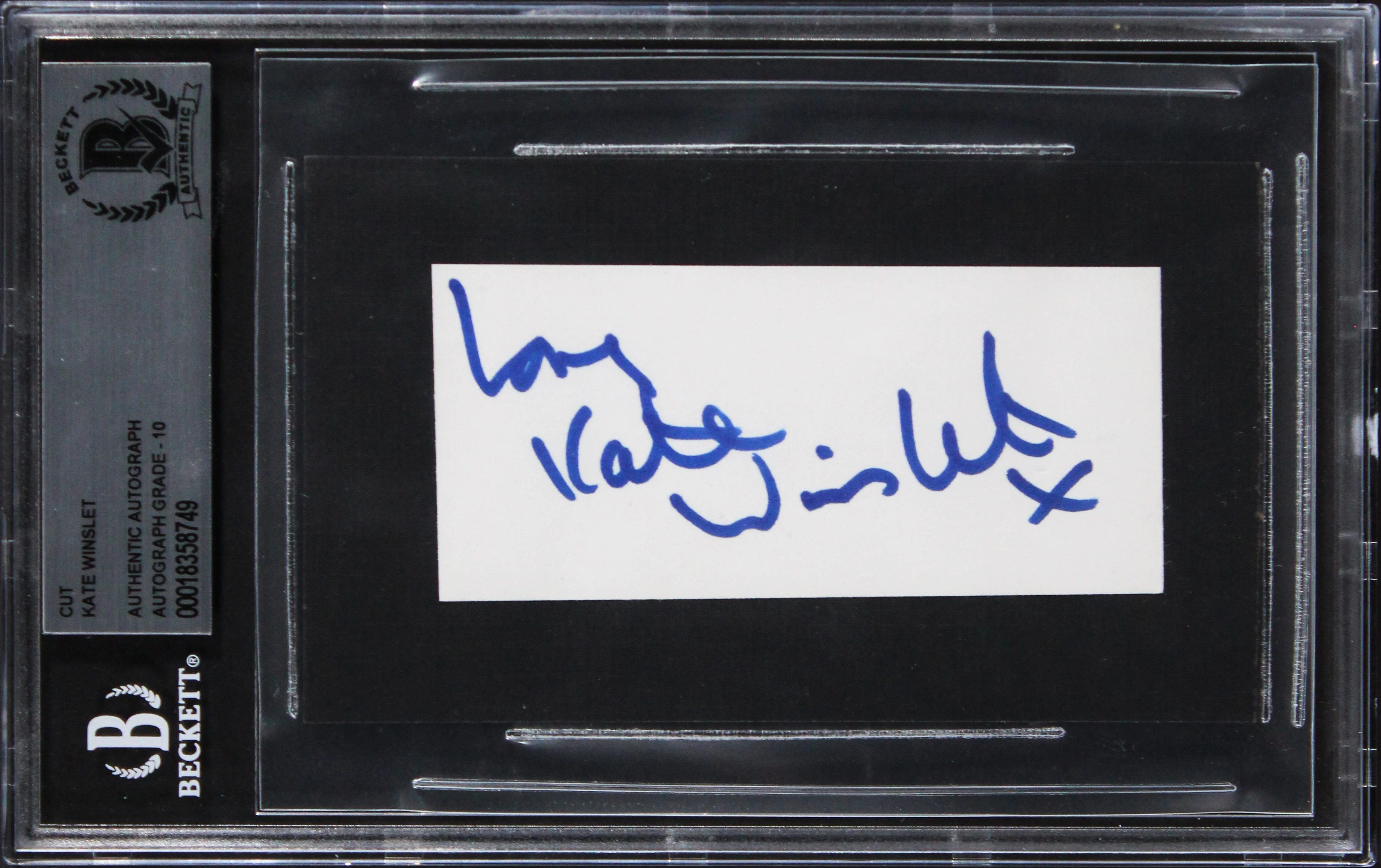 Kate Winslet Titanic "Love" Signed 3.75x1.75 Cut Signature Auto 10! BAS Slabbed - Image 2