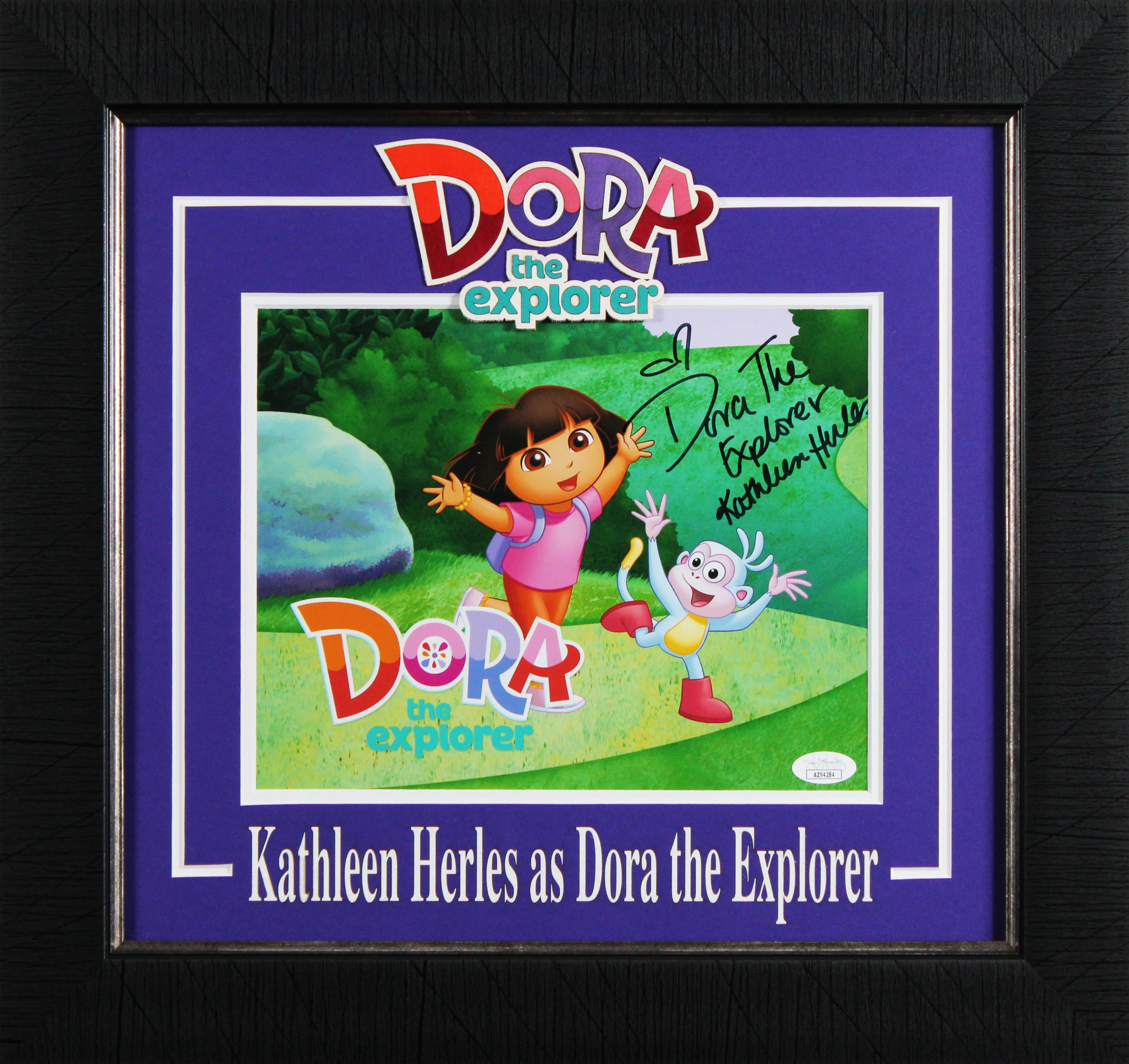 Kathleen Herles Dora The Explorer Authentic Signed Framed Display JSA #AZ94284