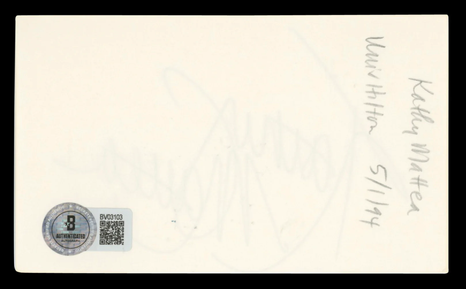 Kathy Mattea Authentic Signed 3x5 Index Card Autographed BAS #BV03103 - Image 3