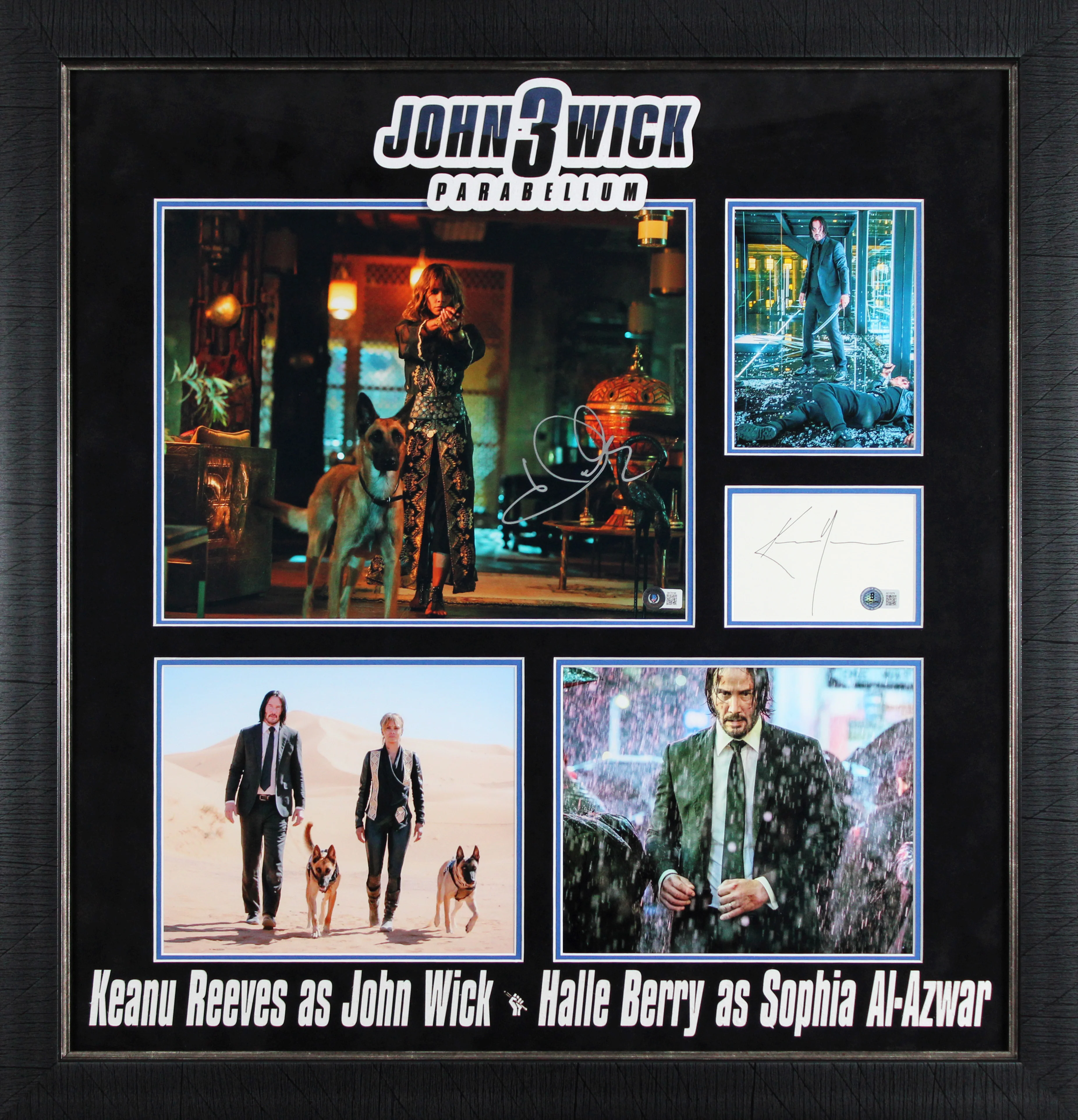 Keanu Reeves & Halle Berry John Wick: 3 Parabellum Signed Framed Display BAS