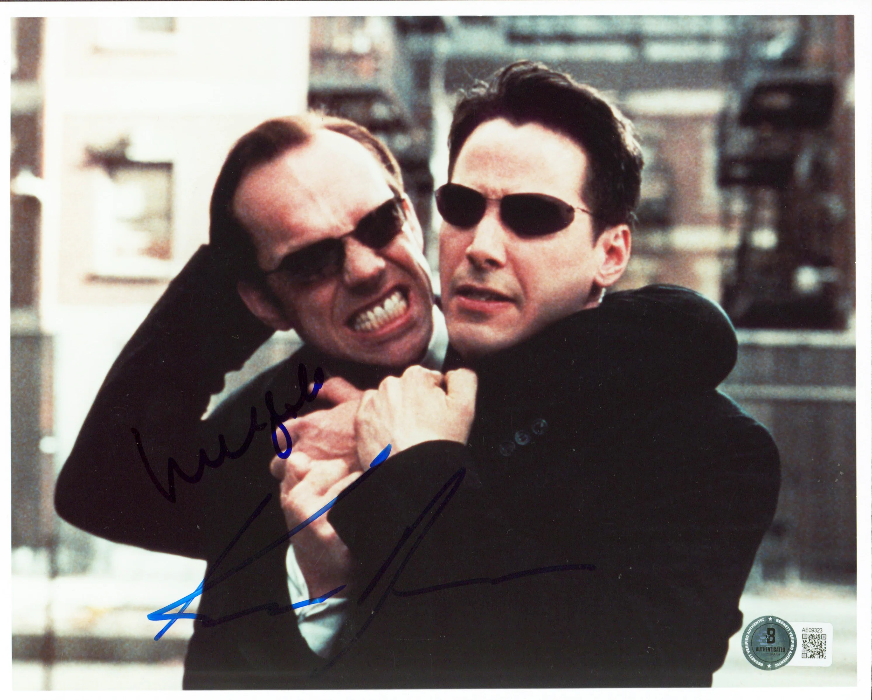 Keanu Reeves & Hugo Weaving The Matrix Authentic Signed 8x10 Photo BAS #AE09323 - Image 2