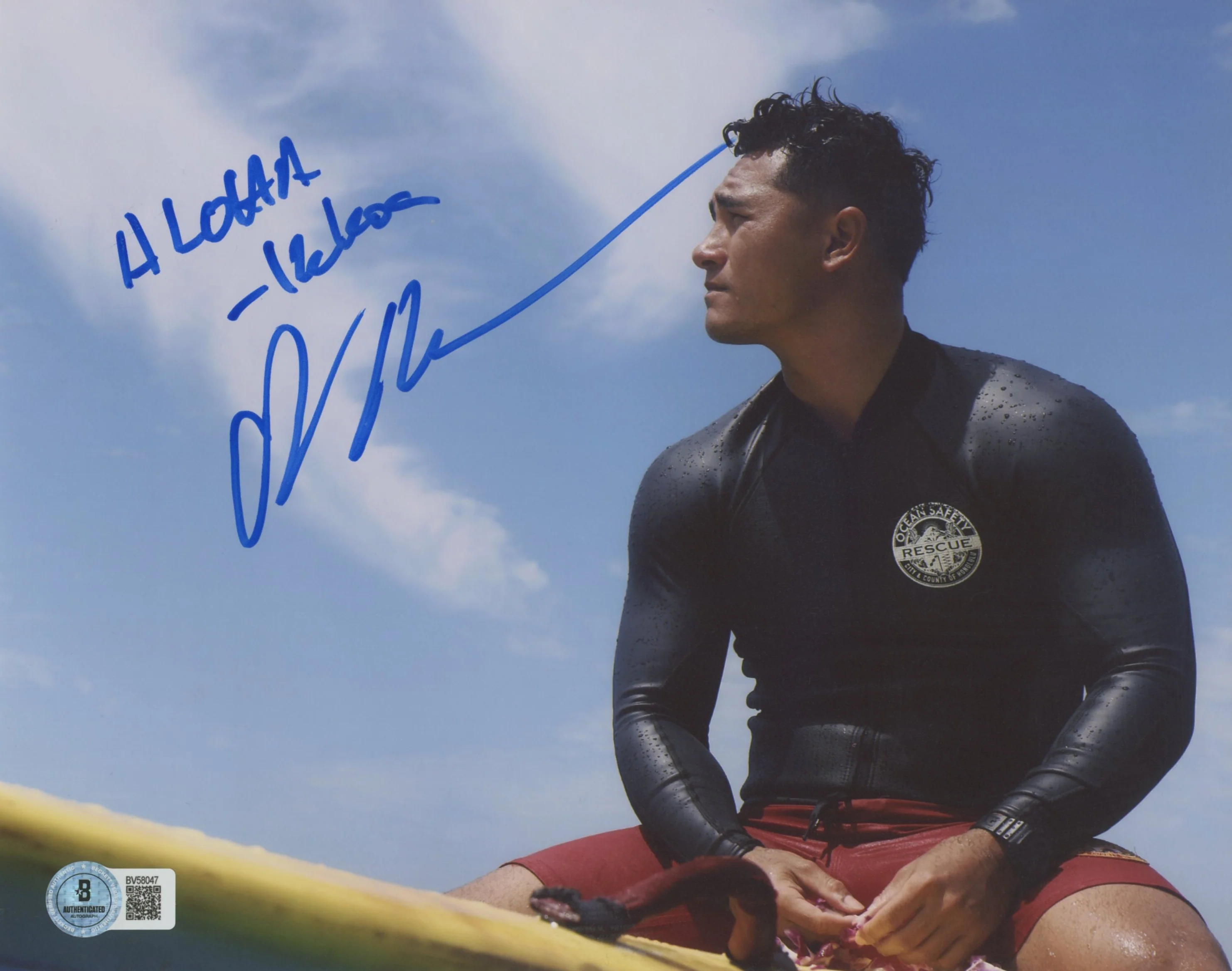 Kekoa Kekumano Rescue: HI-Surf "Aloha Kekoa" Signed 8x10 Photo BAS #BV58047