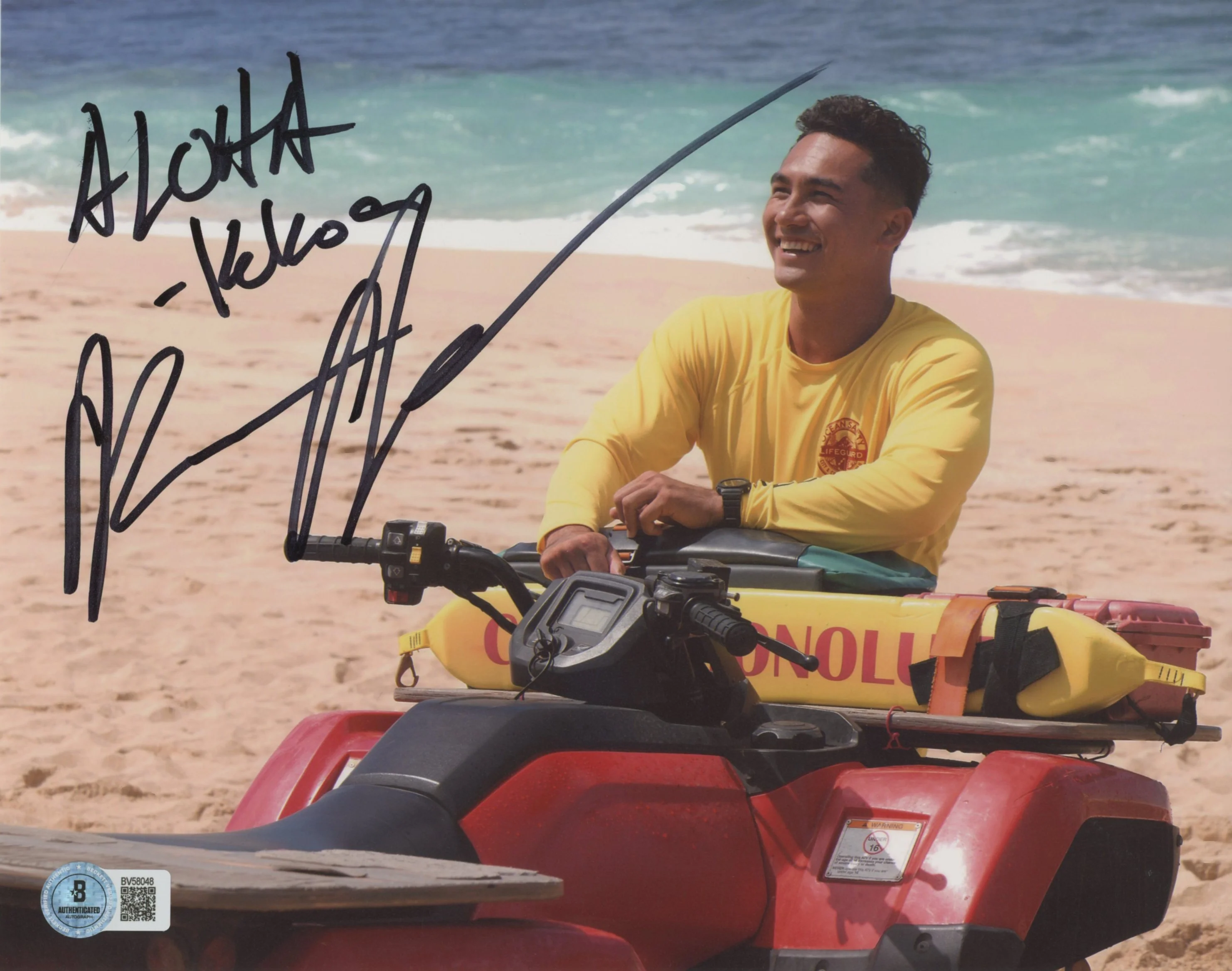 Kekoa Kekumano Rescue: HI-Surf "Aloha Kekoa" Signed 8x10 Photo BAS #BV58048