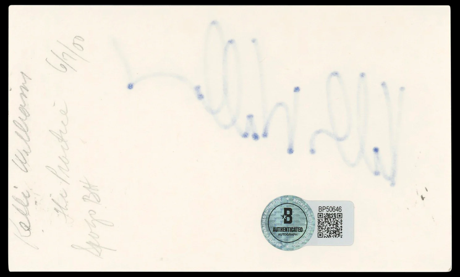 Kelli Williams The Practice Authentic Signed 3x5 Index Card BAS #BP50646 - Image 3