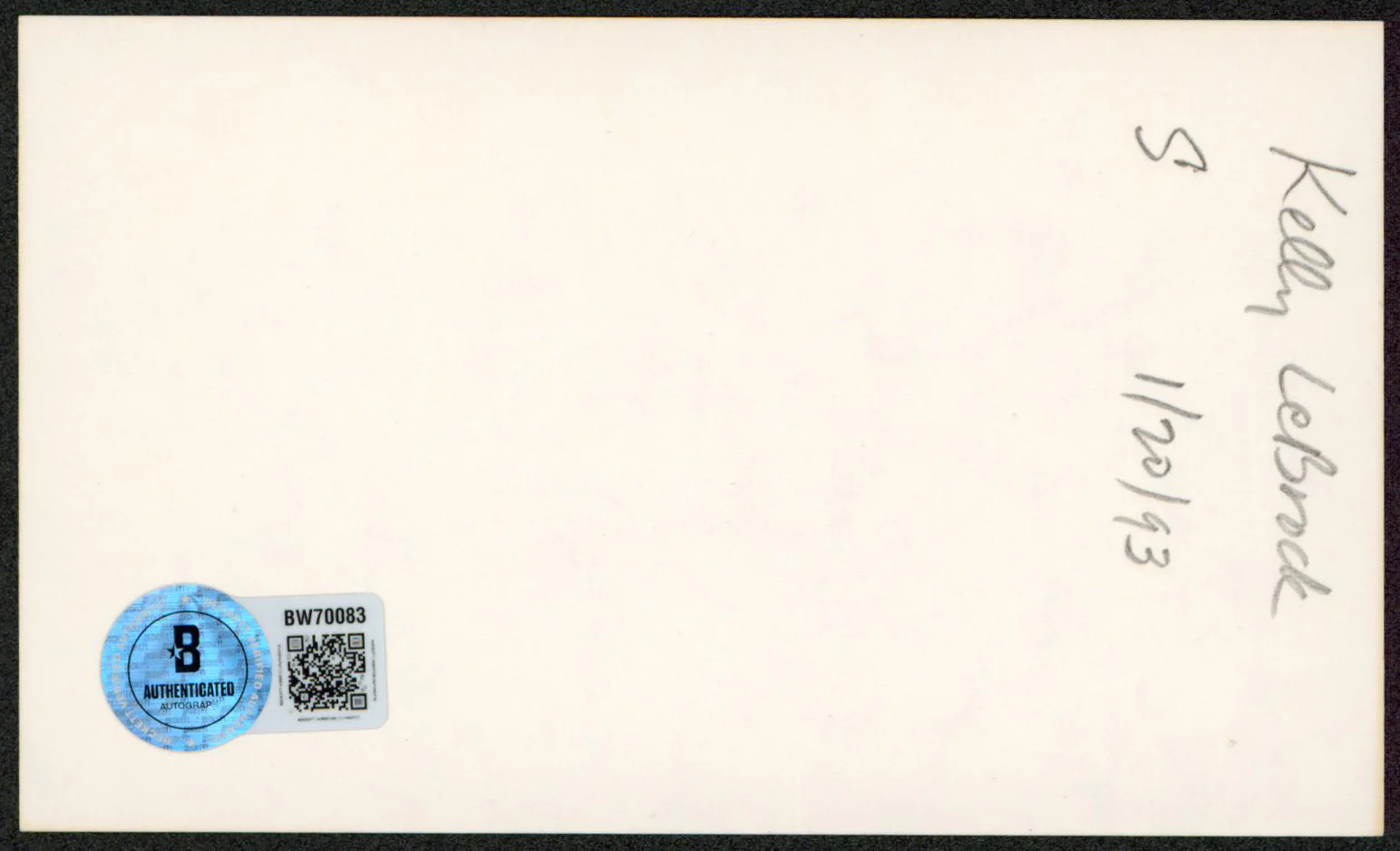 Kelly LeBrock Weird Science Authentic Signed 3x5 Index Card BAS #BW70083 - Image 3