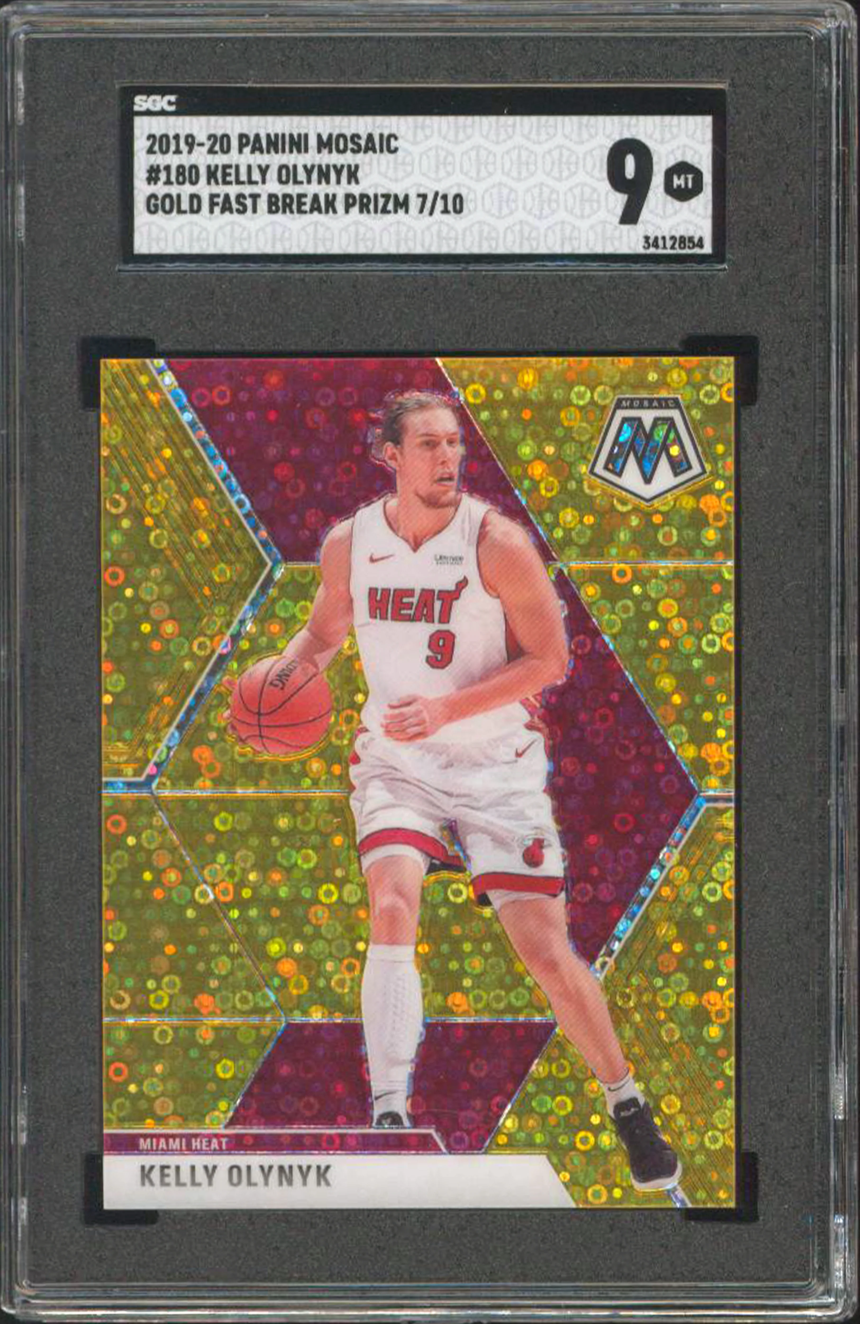 Kelly Olynyk 2019 Panini Mosaic #180 Gold Fast Break Prizm 7/10 Card Grade 9 SGC - Image 2