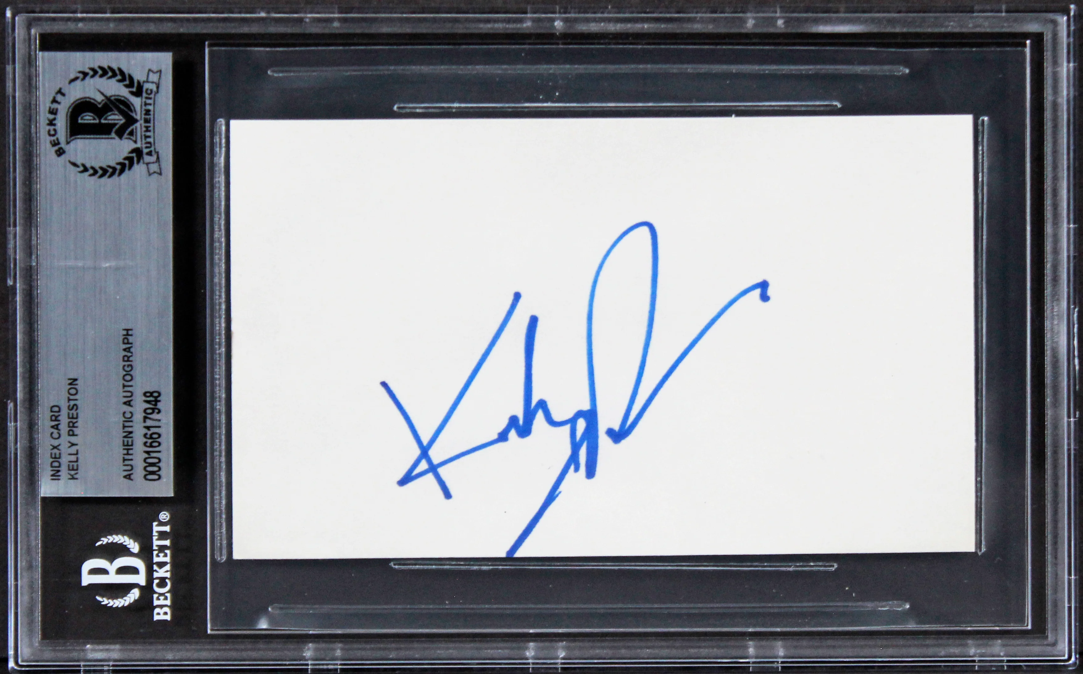 Kelly Preston Twins Authentic Signed 3x5 Index Card Autographed BAS Slabbed - Image 2