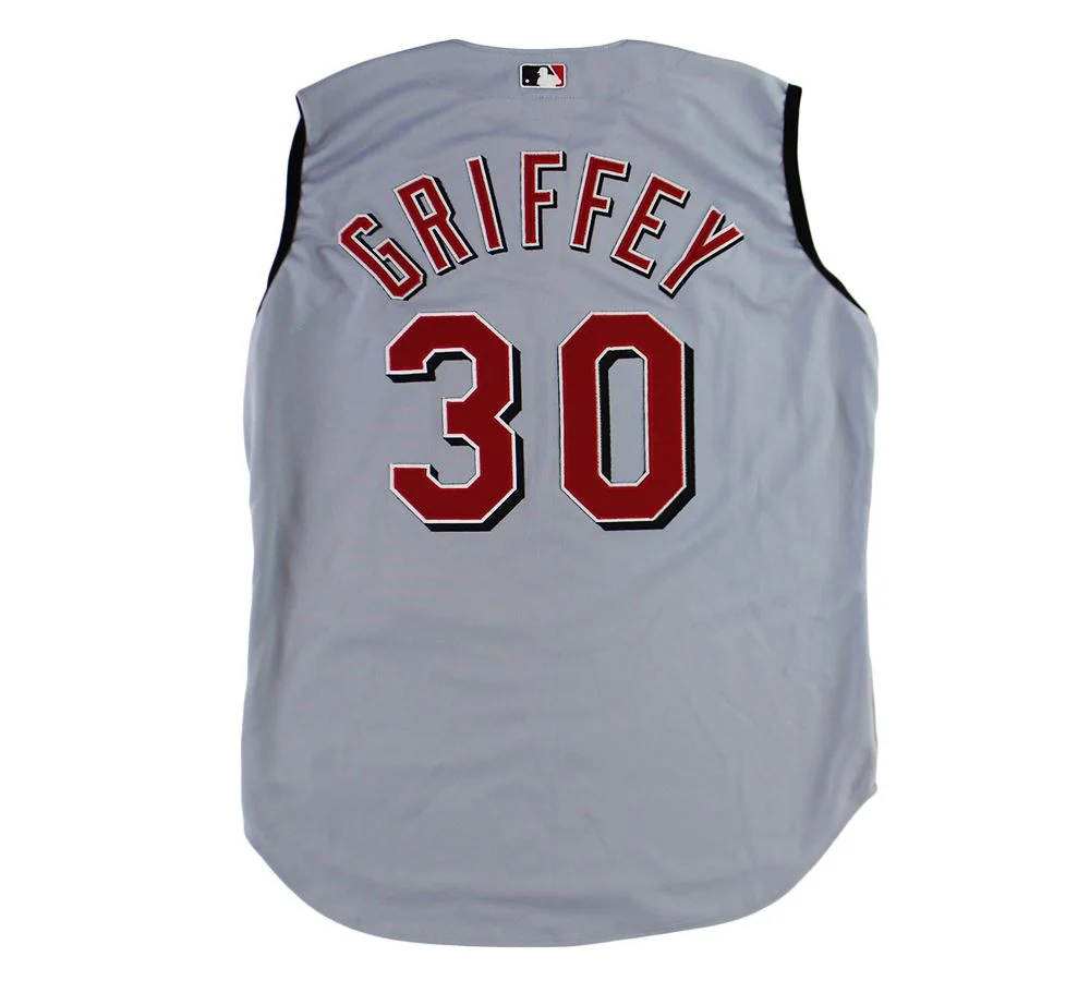 Ken Griffey Jr. Cincinnati Reds #30 Authentic Russell Athletic Grey Jersey Size 48