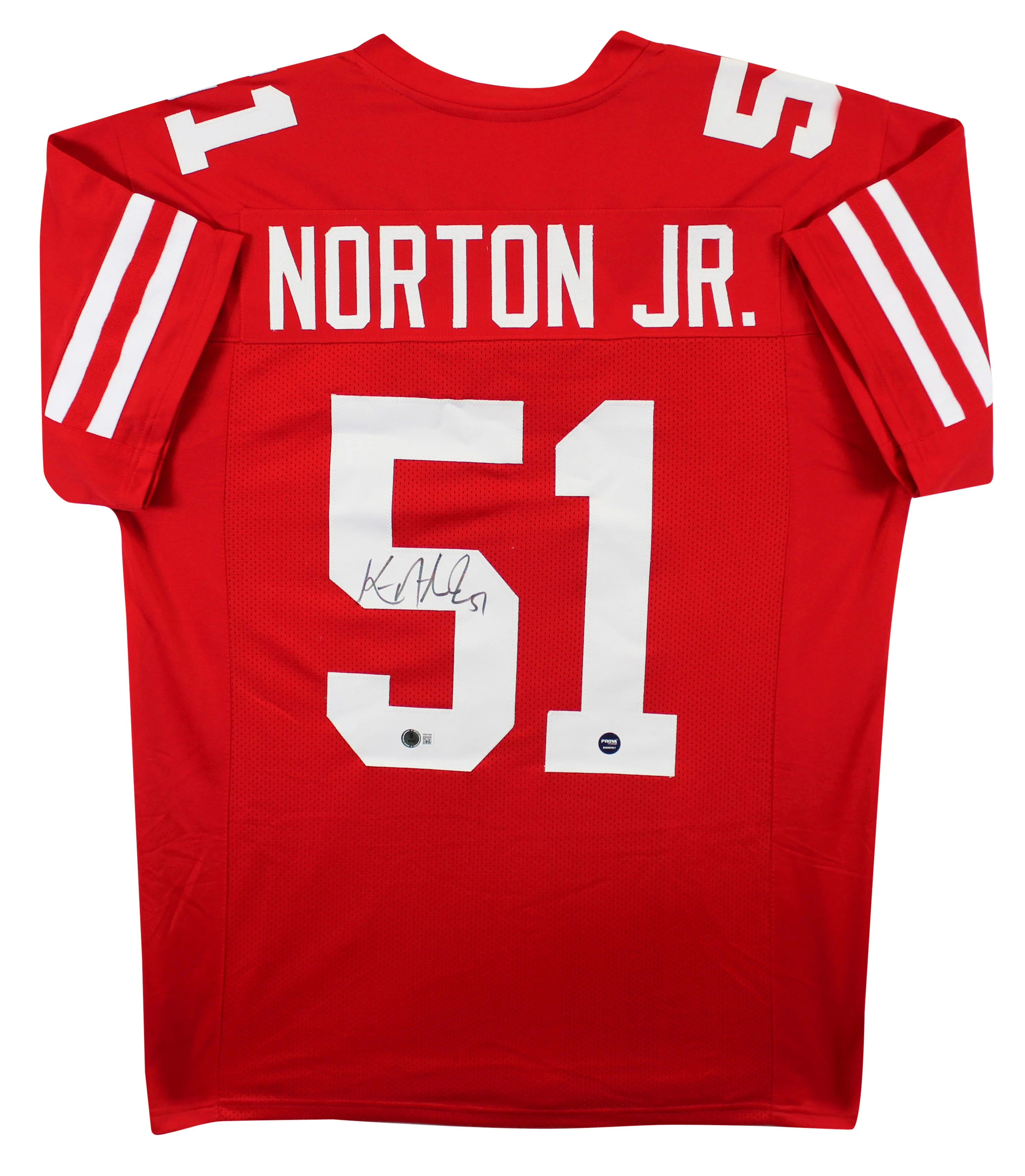 Ken Norton Jr. Authentic Signed Red Pro Style Jersey Autographed BAS Witnessed - Image 2