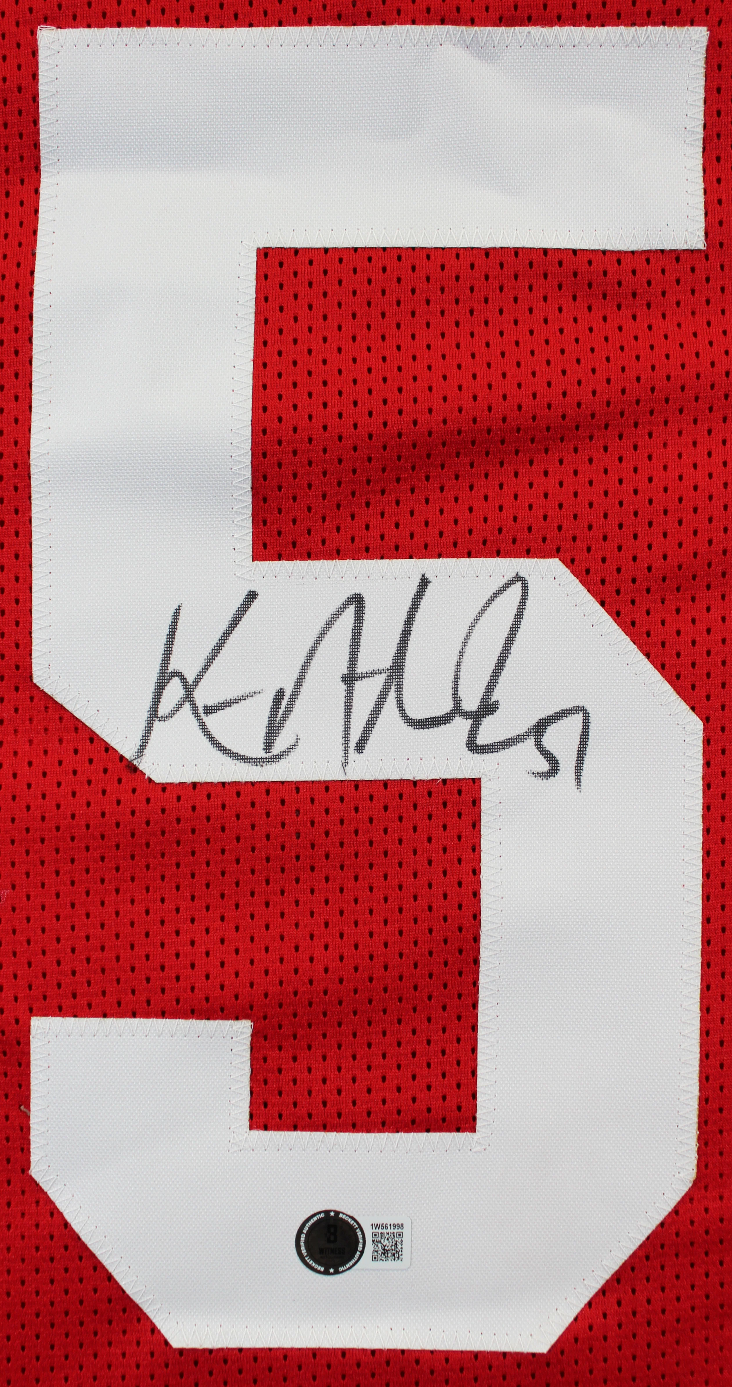 Ken Norton Jr. Authentic Signed Red Pro Style Jersey Autographed BAS Witnessed - Image 3