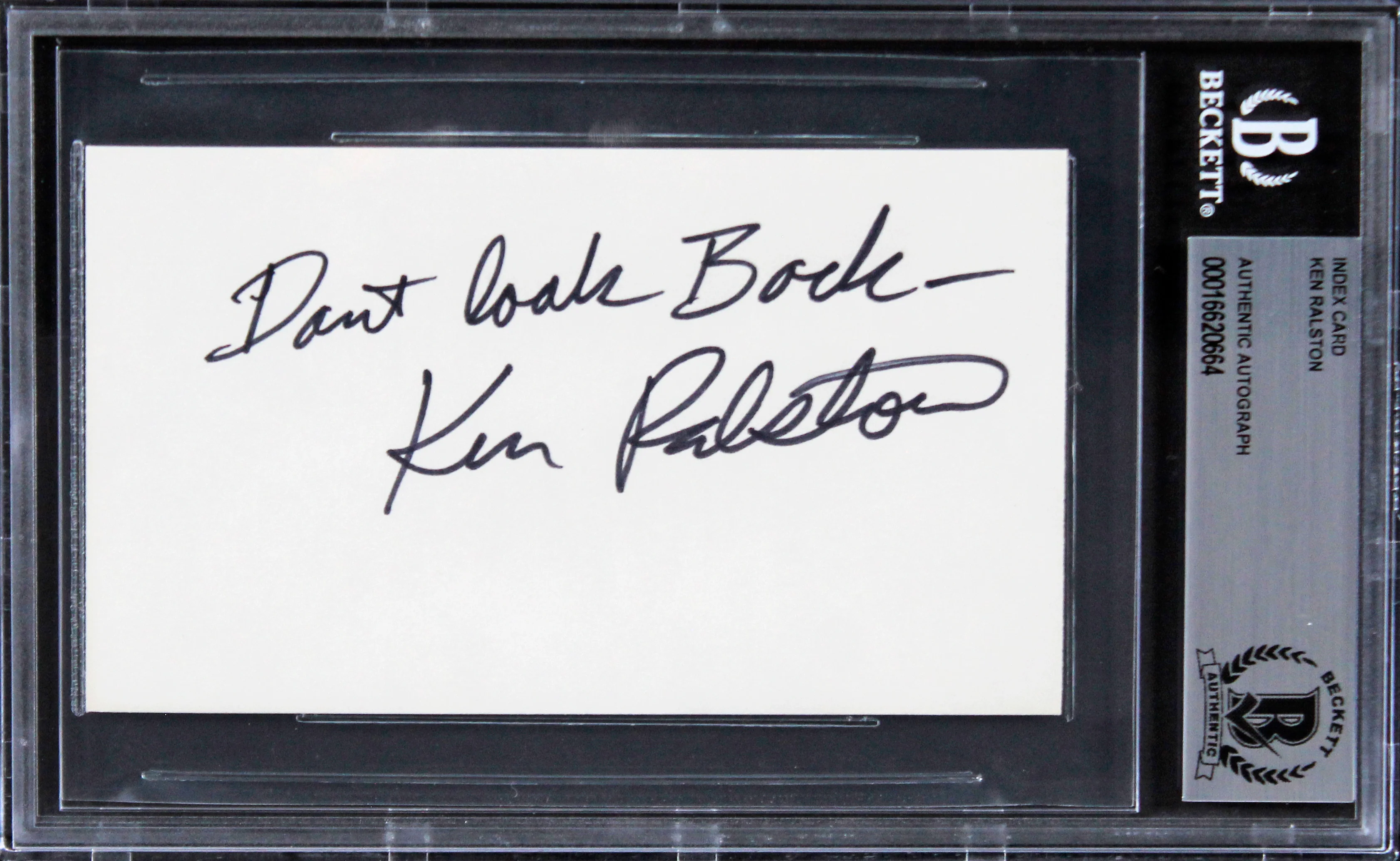 Ken Ralston A Few Good Men "Don't Look Back" Signed 3x5 Index Card BAS Slabbed - Image 2