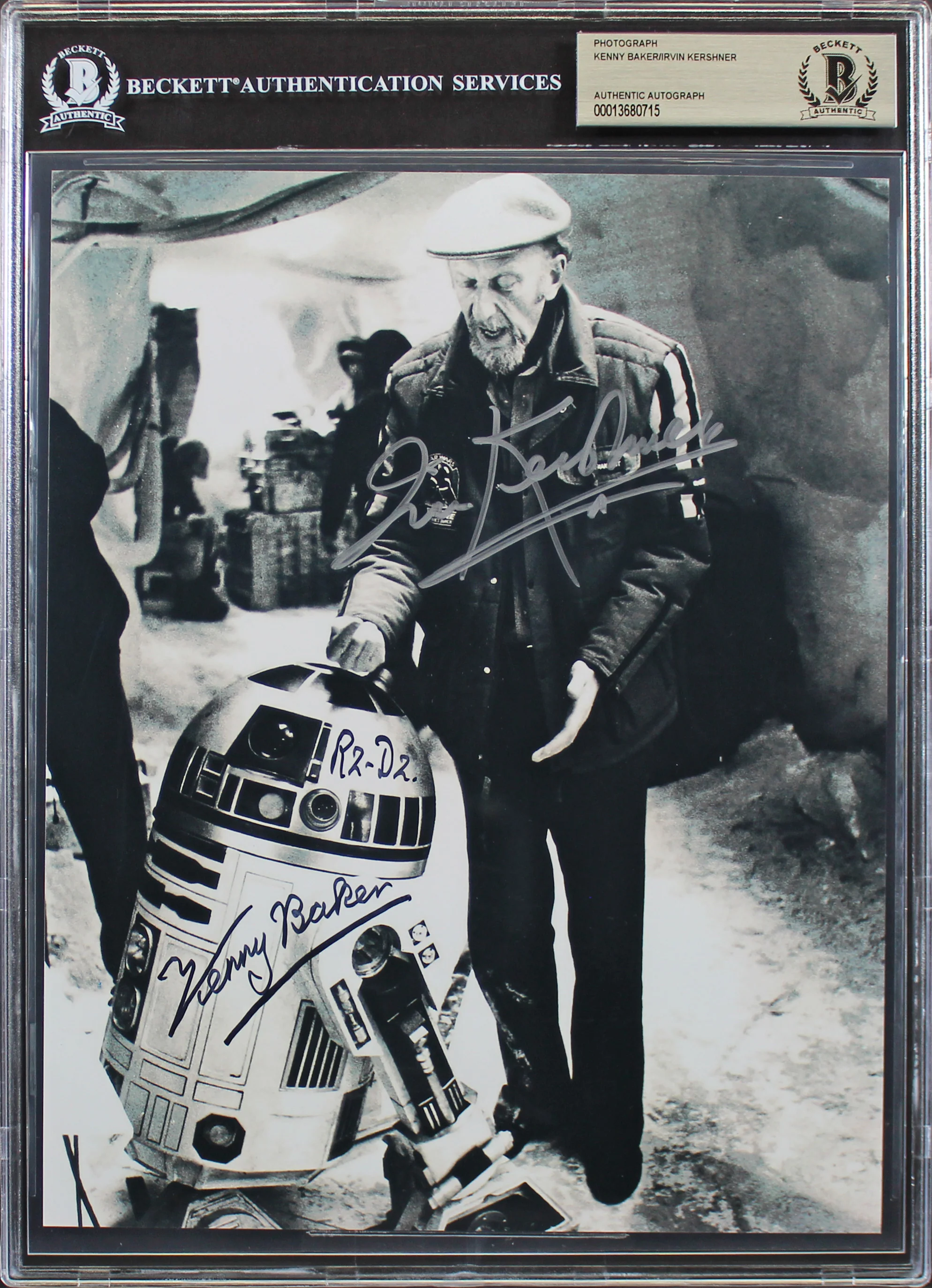 Kenny Baker & Irvin Kershner Star Wars Authentic Signed 8x10 B&W Photo BAS Slab - Image 2
