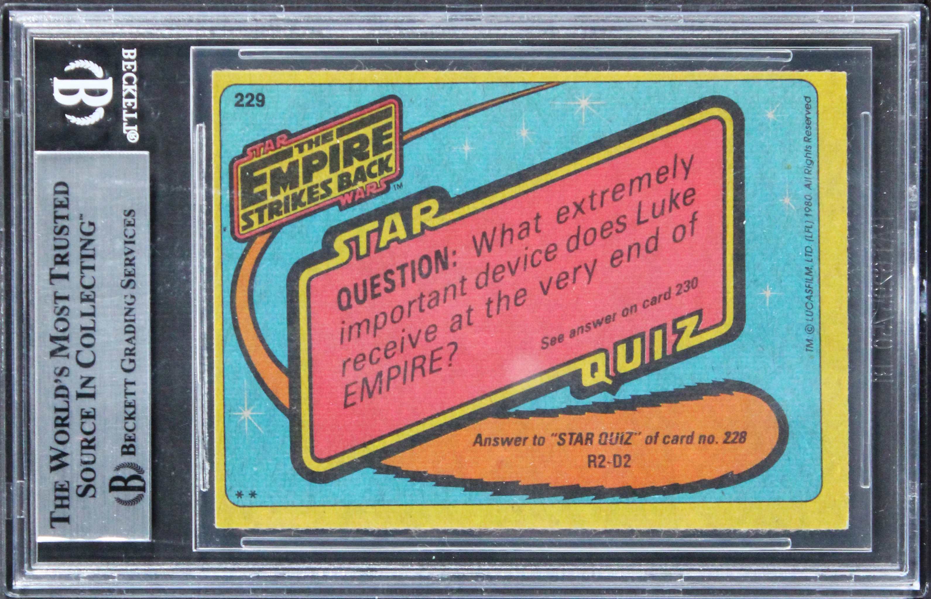 Kenny Baker Star Wars Signed 1980 Empire Strikes Back #229 Card BAS Slabbed 1 - Image 3