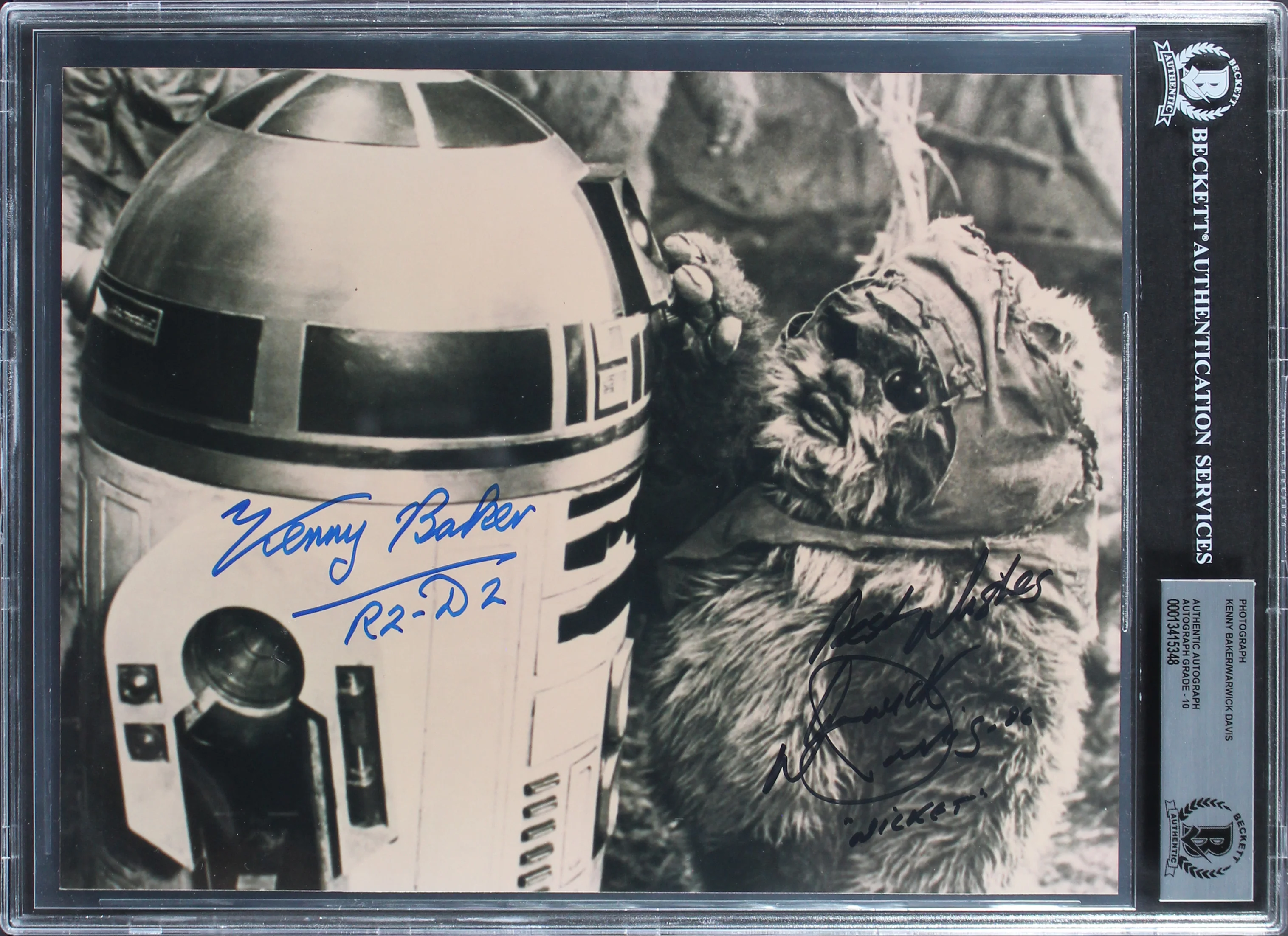 Kenny Baker & Warwick Davis Star Wars Signed 8x10 Photo Auto Graded 10! BAS Slab - Image 2