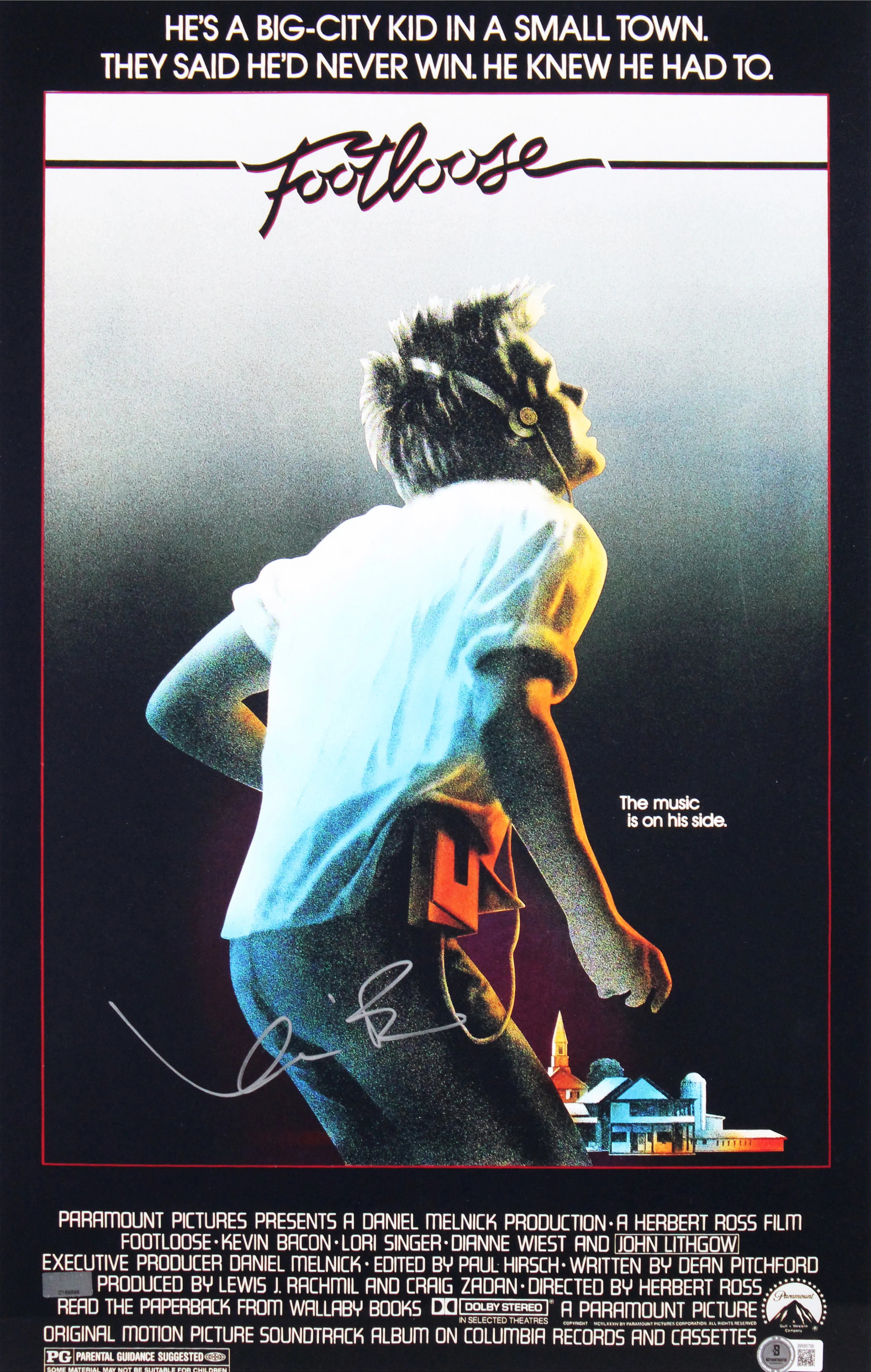 Kevin Bacon Footloose Authentic Signed 16x24 Framed Poster Autographed BAS - Image 3