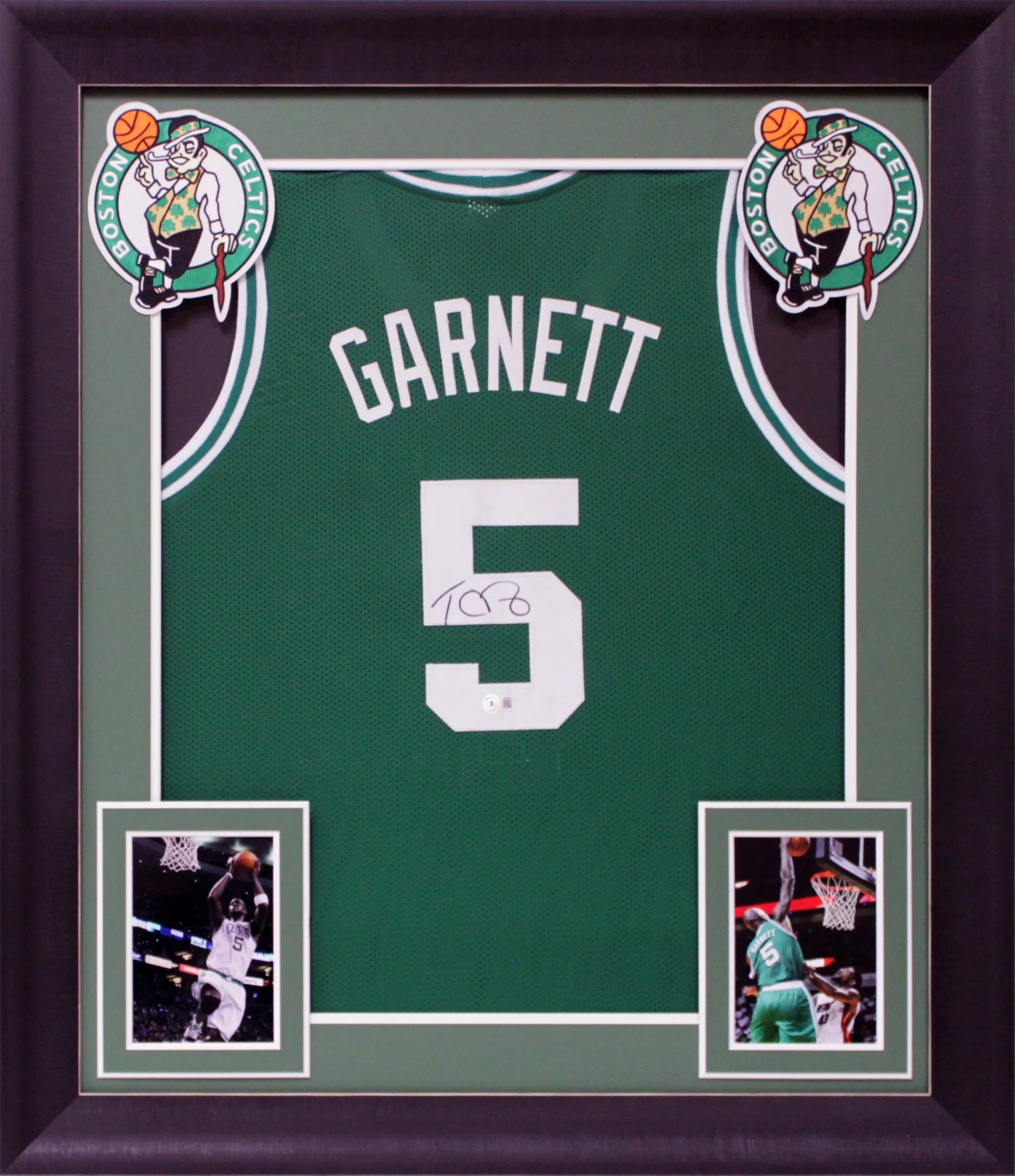 Kevin Garnett Authentic Signed Green Pro Style Framed Jersey BAS Witnessed - Image 2