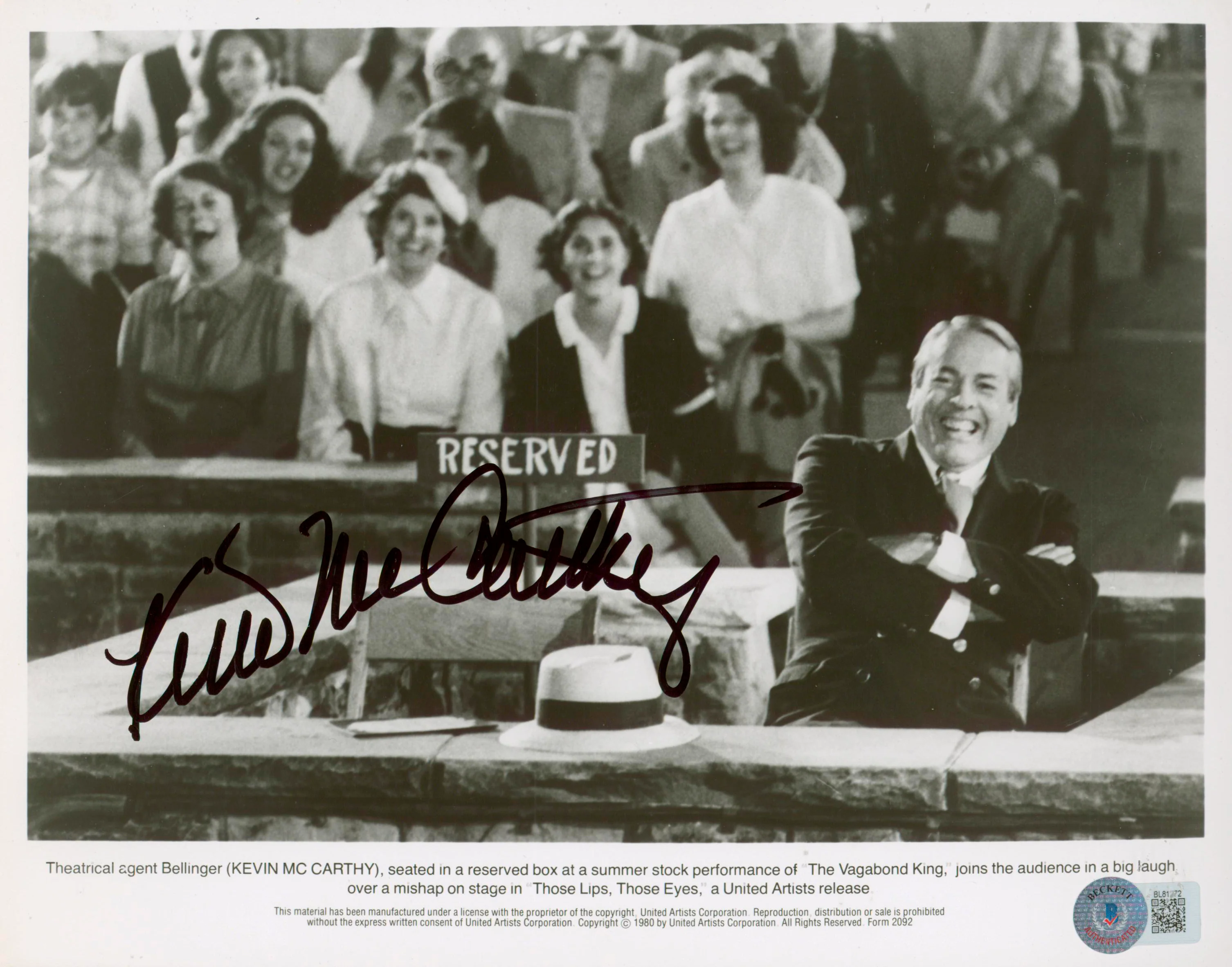 Kevin McCarthy Those Lips, Those Eyes Authentic Signed 8x10 Photo BAS #BL81272 - Image 2