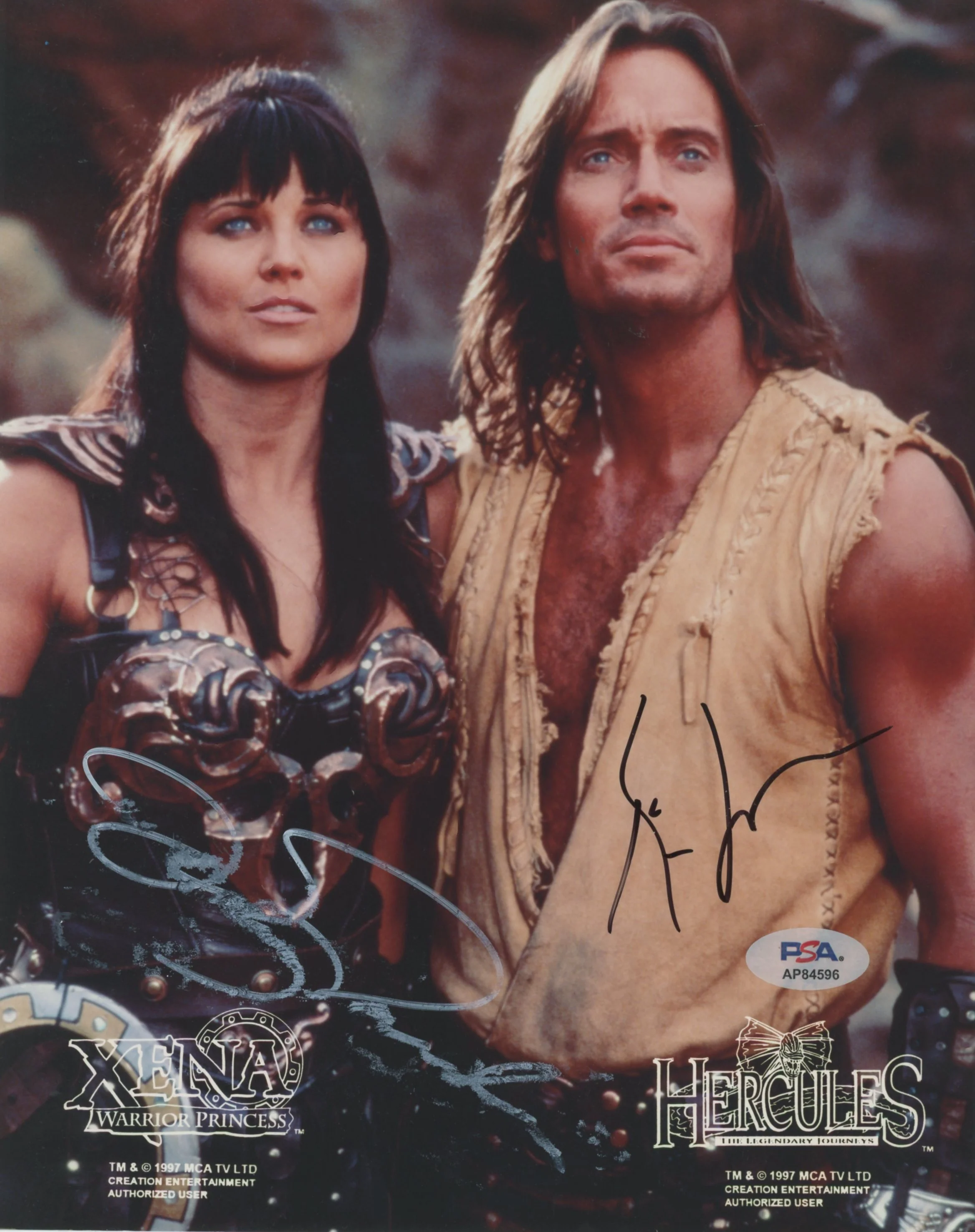 Kevin Sorbo & Lucy Lawless Hercules Authentic Signed 8x10 Photo PSA/DNA #AP84596