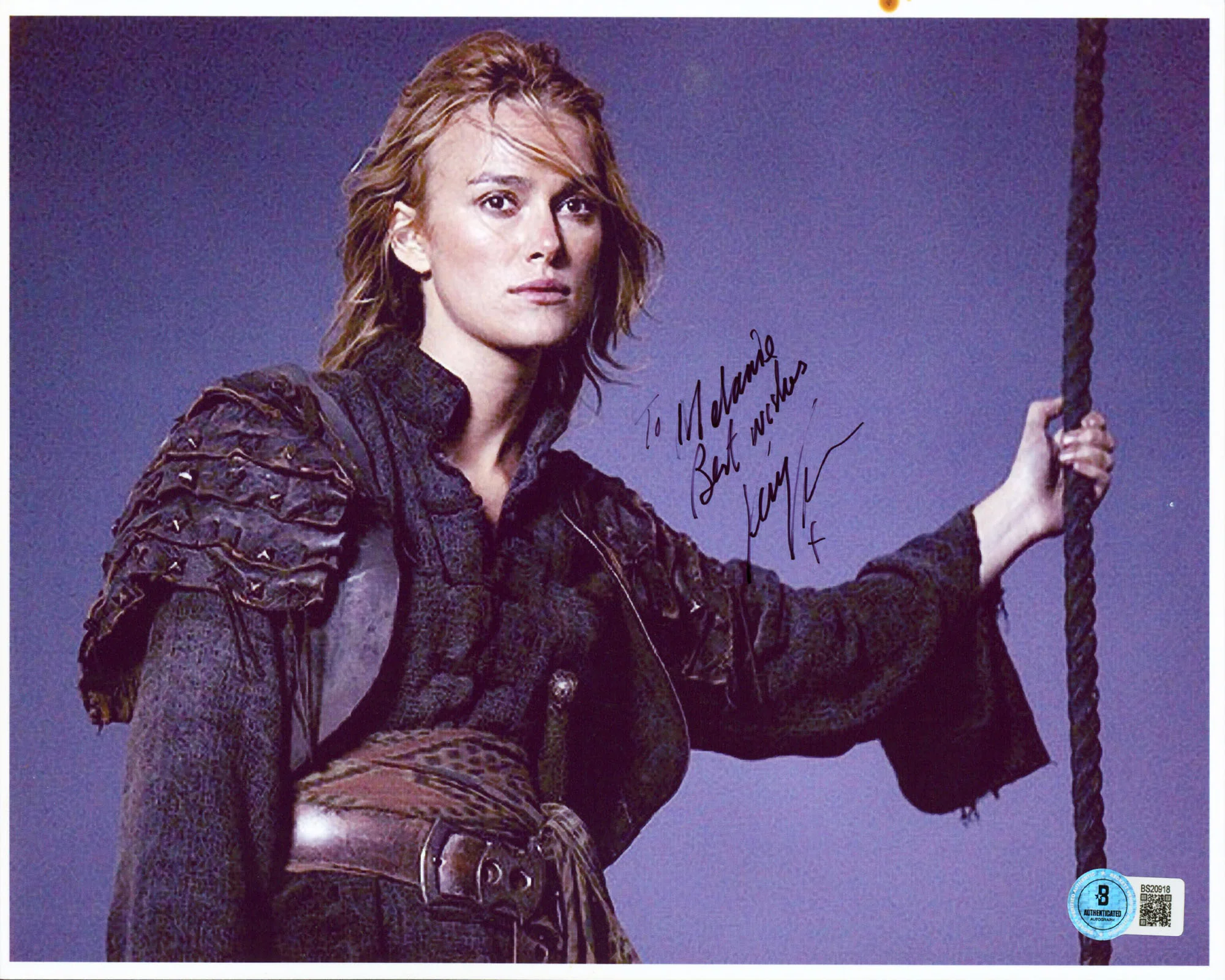 Kiera Knightley Pirates Caribbean "Best Wishes" Signed 8.5x11 Photo BAS #BS20918 - Image 2