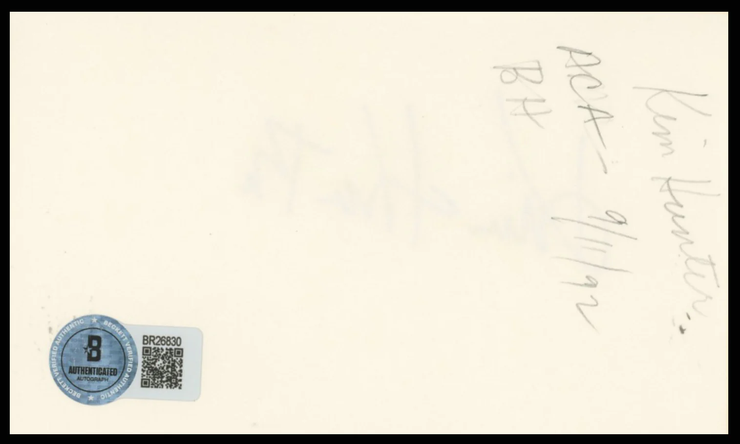Kim Hunter A Streetcar Named Desire Authentic Signed 3x5 Index Card BAS #BR26830 - Image 3