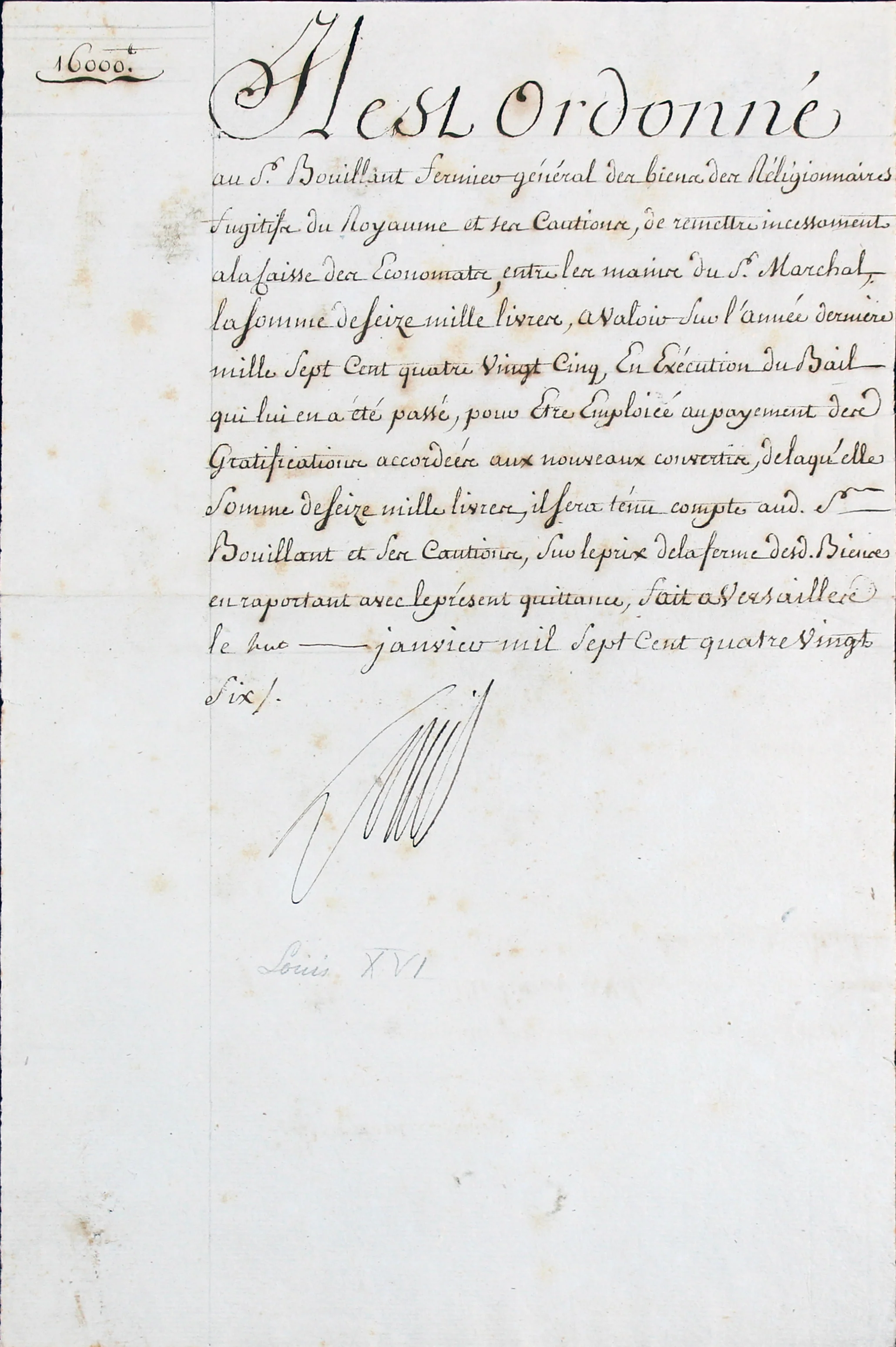 King Louis XVI Authentic Signed 8.5x13 1786 Document Dated BAS #AA03419 - Image 2