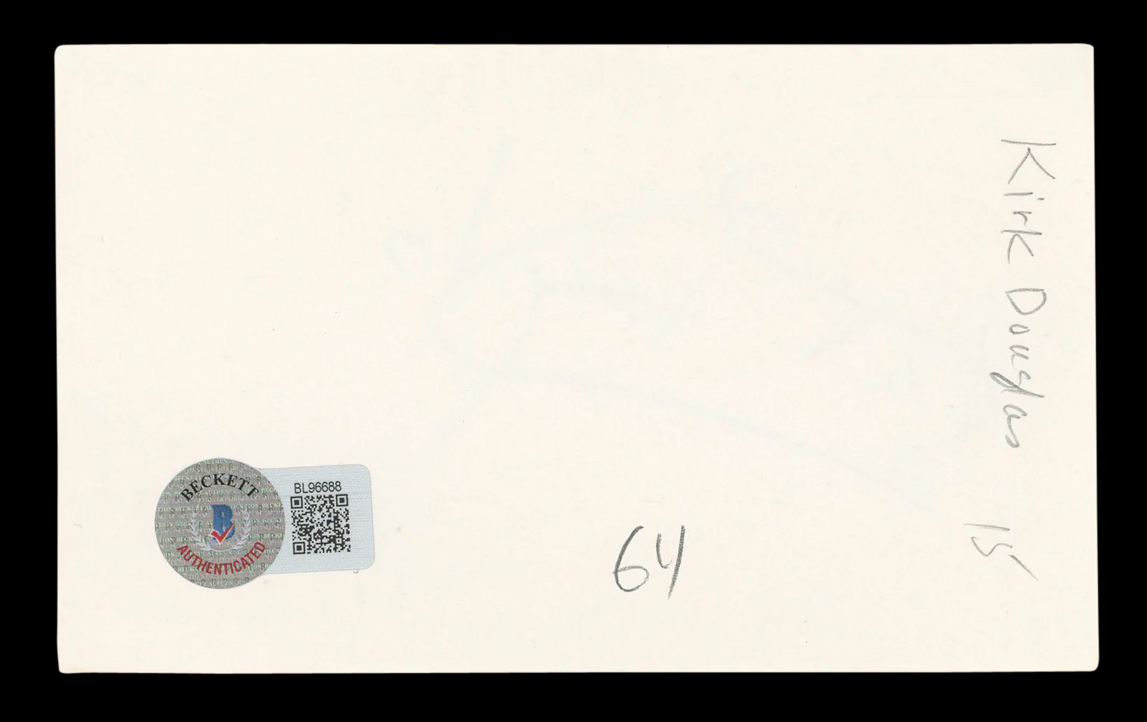 Kirk Douglas Spartacus Authentic Signed 3x5 Index Card Autographed BAS #BL96688 - Image 3