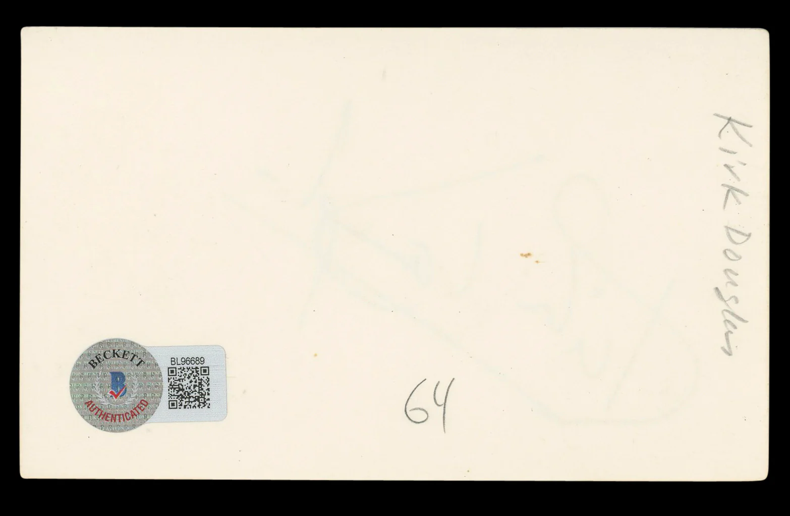 Kirk Douglas Spartacus Authentic Signed 3x5 Index Card Autographed BAS #BL96689 - Image 3
