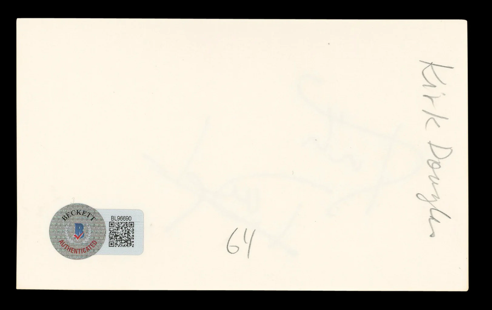 Kirk Douglas Spartacus Authentic Signed 3x5 Index Card Autographed BAS #BL96690 - Image 3