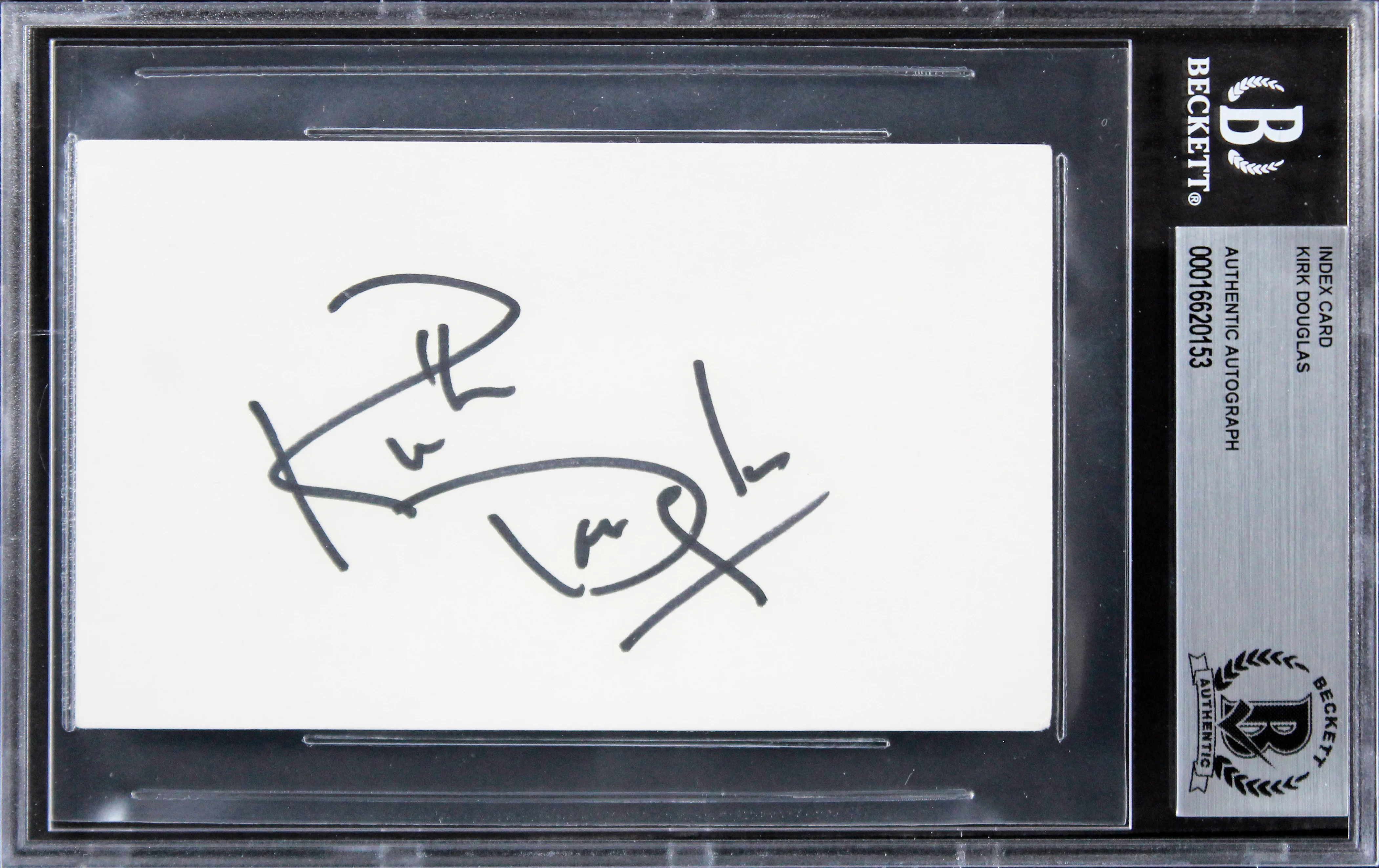 Kirk Douglas Spartacus Authentic Signed 3x5 Index Card Autographed BAS Slabbed 3 - Image 2