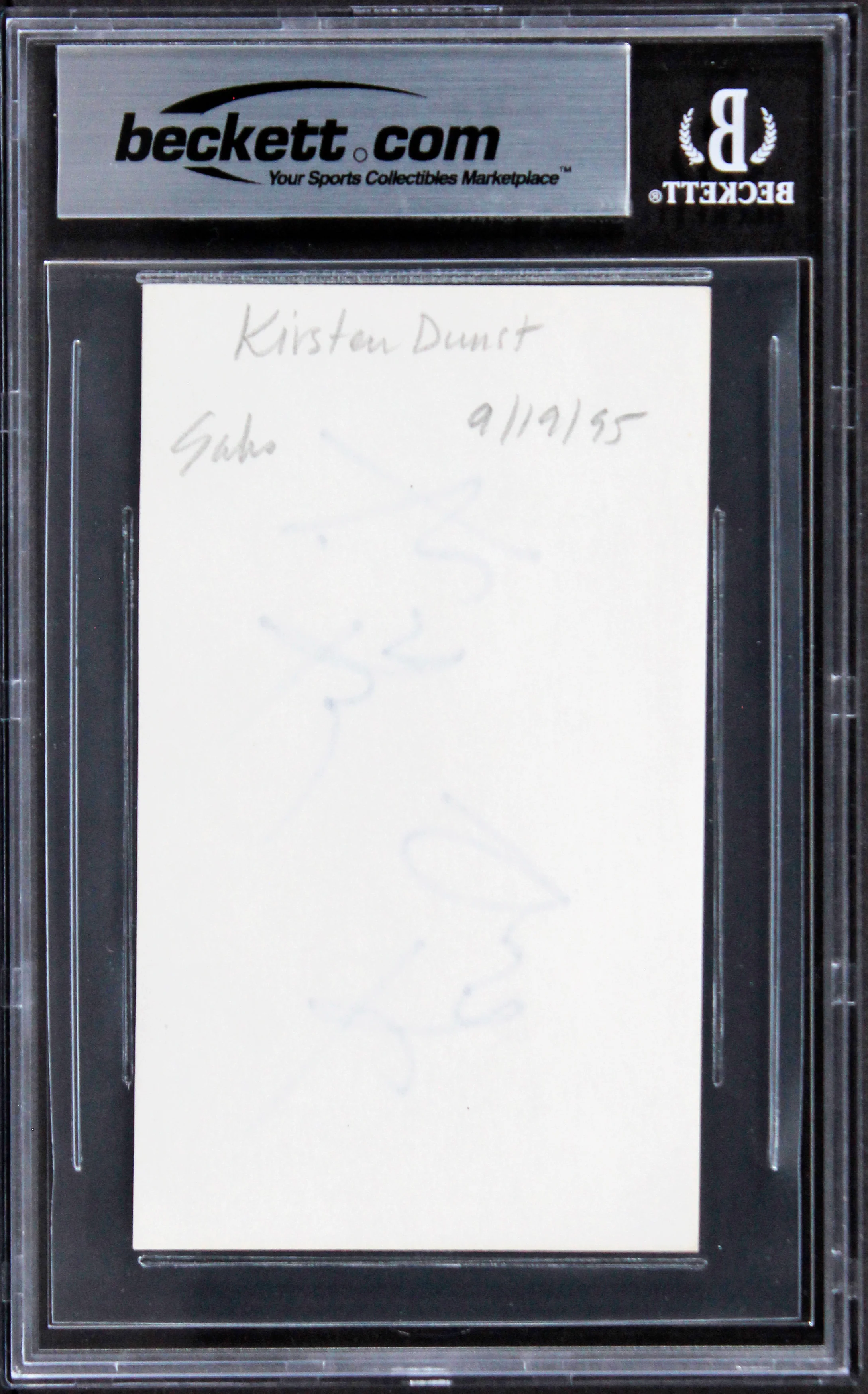 Kirsten Dunst Spider-Man Authentic Signed 3x5 Index Card Autographed BAS Slabbed - Image 3