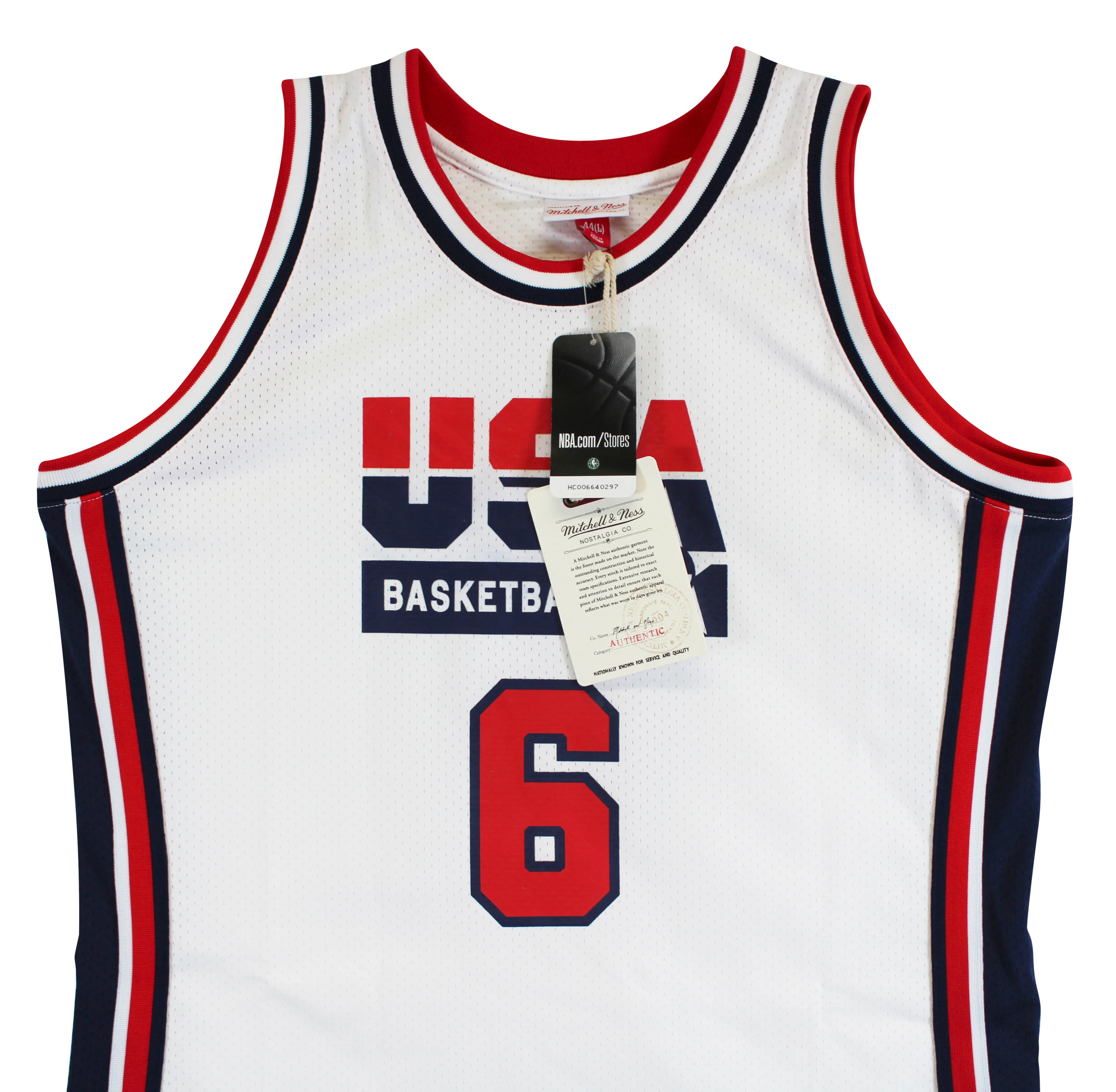 Knicks Patrick Ewing Signed White M&N 1992 USA Authentic Jersey BAS #BV01199 - Image 6