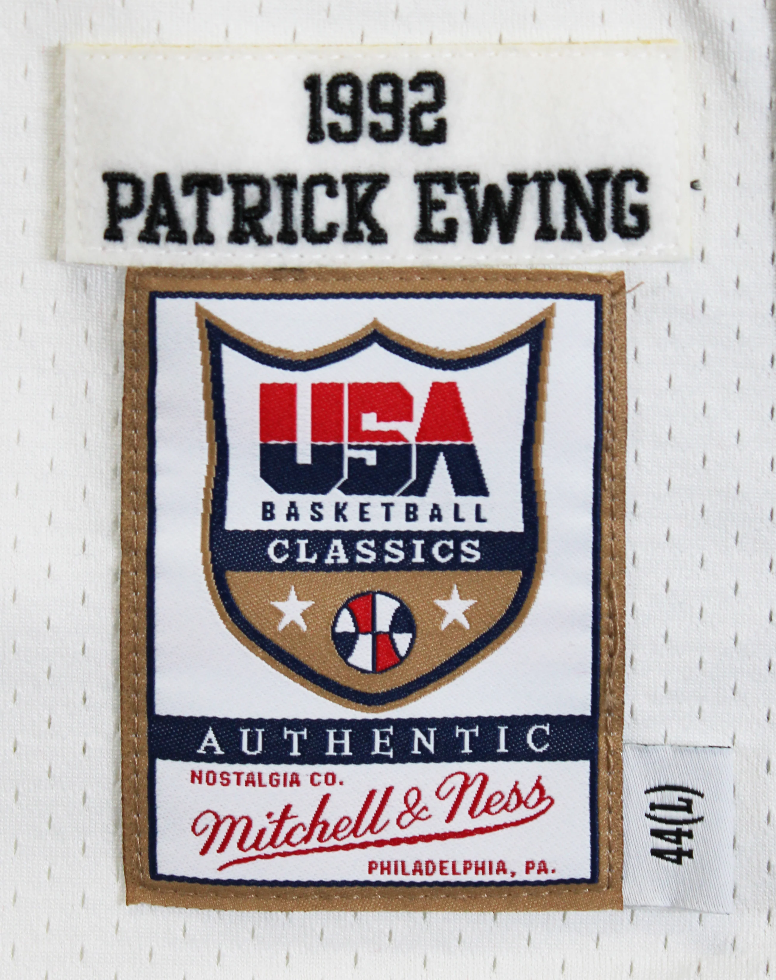 Knicks Patrick Ewing Signed White M&N 1992 USA Authentic Jersey BAS #BV01199 - Image 7