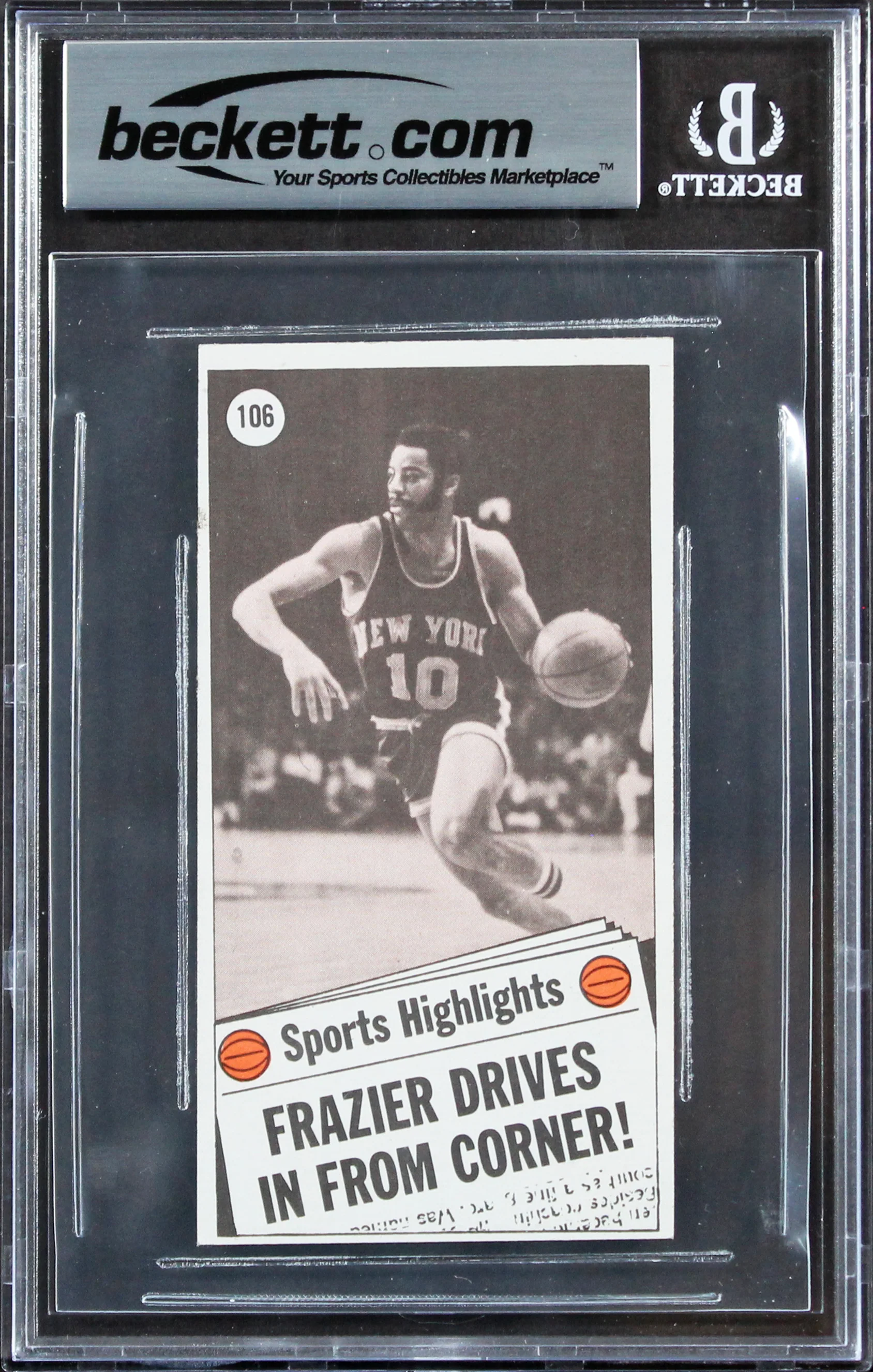 Knicks Walt Frazier "HOF 1987" Signed 1970 Topps #106 Card Auto10! BAS Slabbed 2 - Image 3